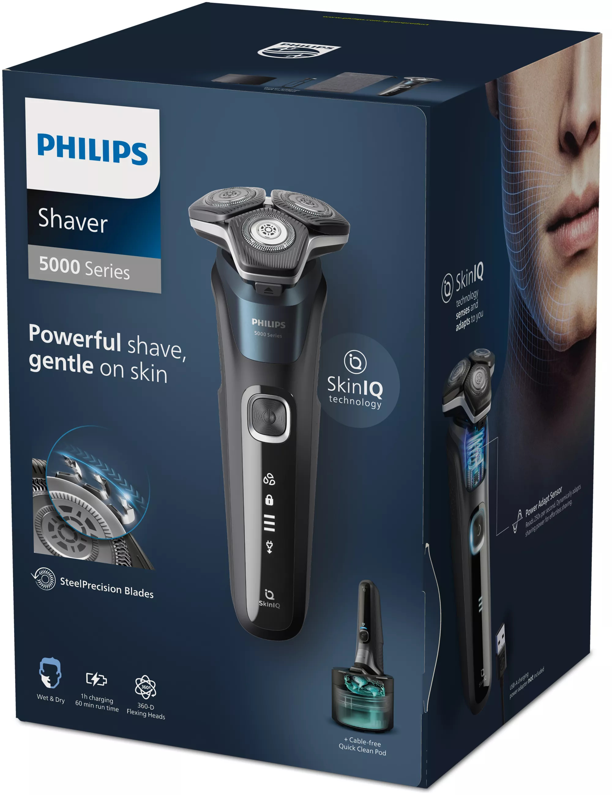 Philips SHAVER Series 5000 S5889/60 men's shaver Rotation shaver Trimmer Black, Blue – image 3