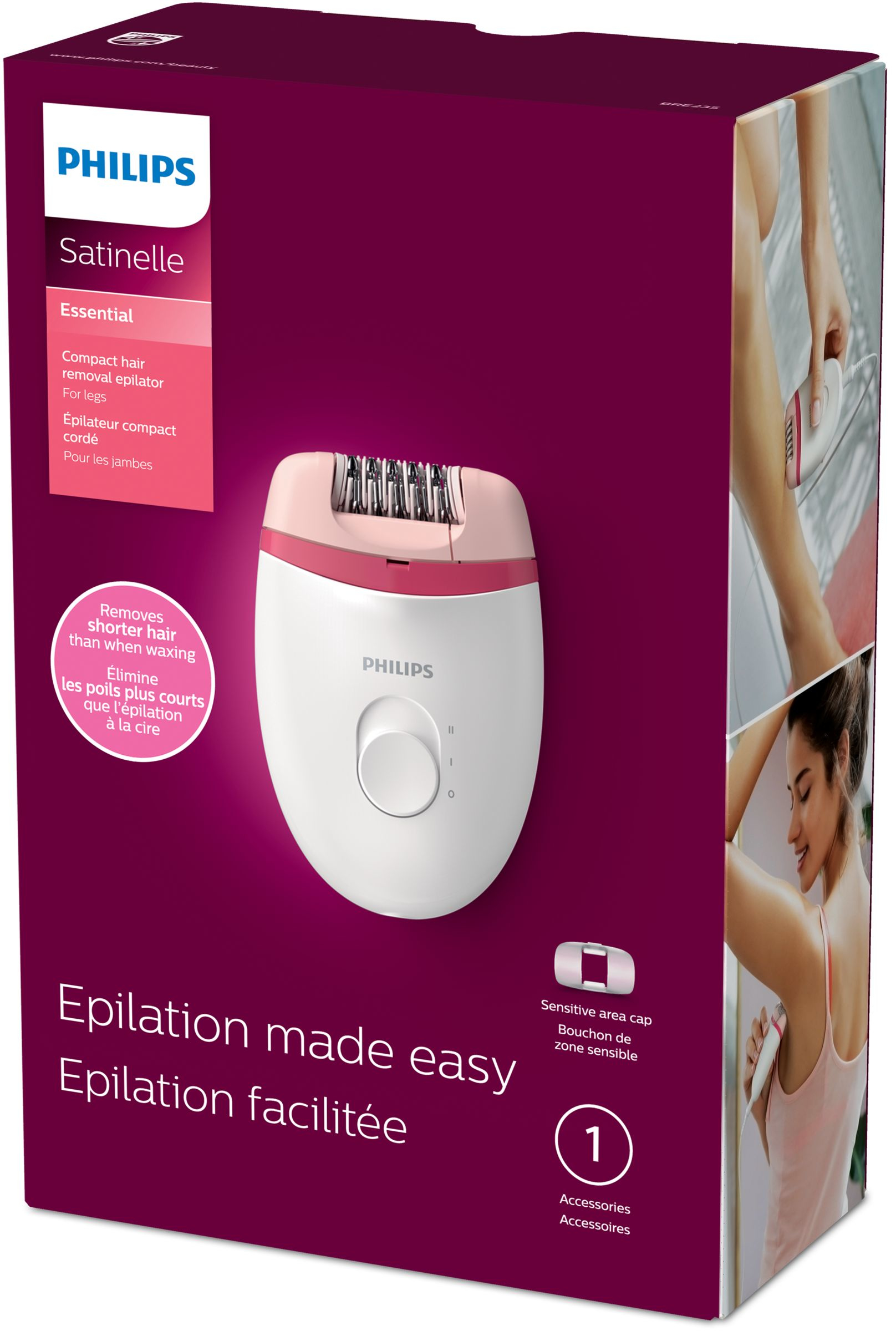 Philips Satinelle Essential BRE235/04 epilator Pink, White – image 4