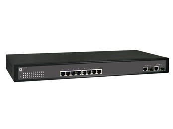LevelOne 10-Port Fast Ethernet PoE Industrial Switch, 802.3at/af PoE, 2 x Gigabit SFP/RJ45 Combo, 8 PoE Outputs, -40°C to 75°C
