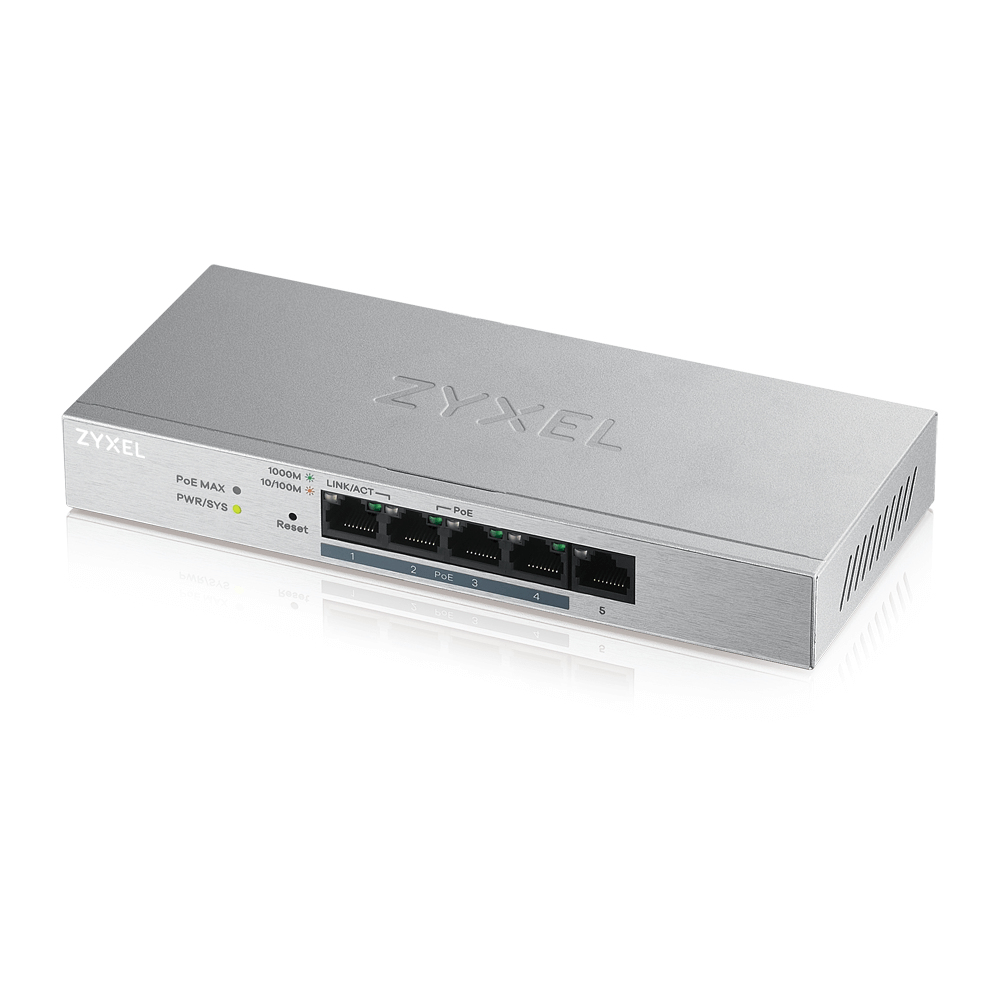 Zyxel GS1200-5HP v2 - Switch - Managed - 1 x 10/100/1000 + 4 x 10/100/1000 (PoE+) - desktop - PoE+ (60 W)