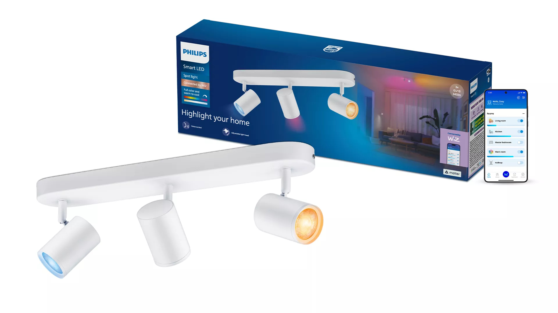 Philips by Signify Philips Smart Spotlight x3, GU10, 1035 lm, White – image 2