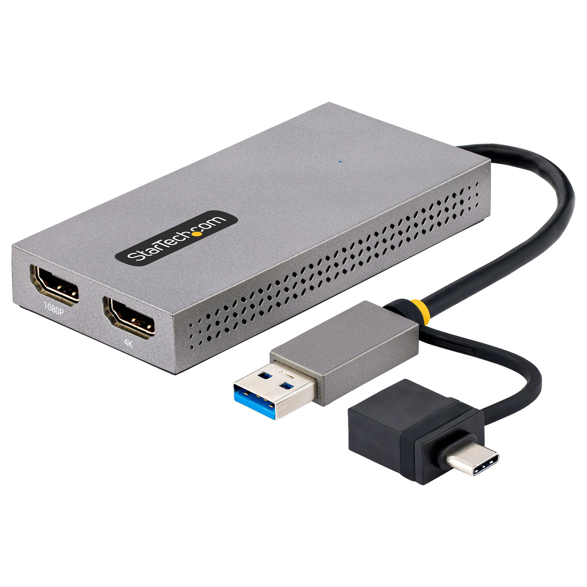 StarTech.com USB to Dual HDMI Adapter, USB A/C to 2x HDMI Displays (1x 4K30Hz