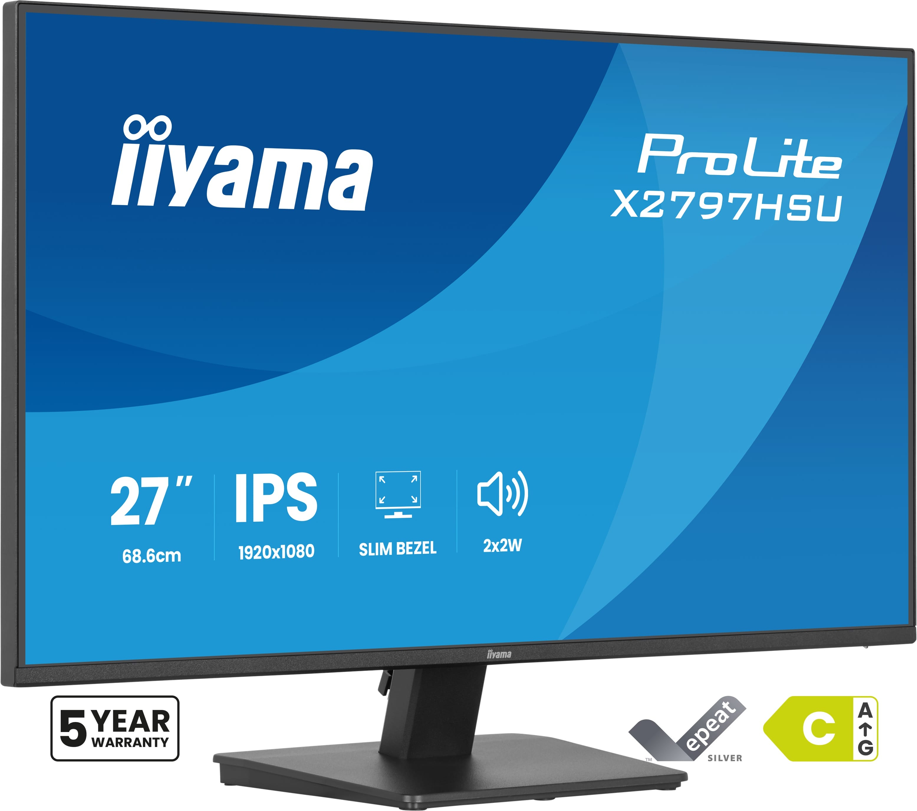 iiyama ProLite X2797HSU-B1 - LED monitor - 27" - 1920 x 1080 Full HD (1080p) @ 120 Hz - IPS - 350 cd/m� - 1500:1 - 4 ms - HDMI, DisplayPort - speakers - matte black