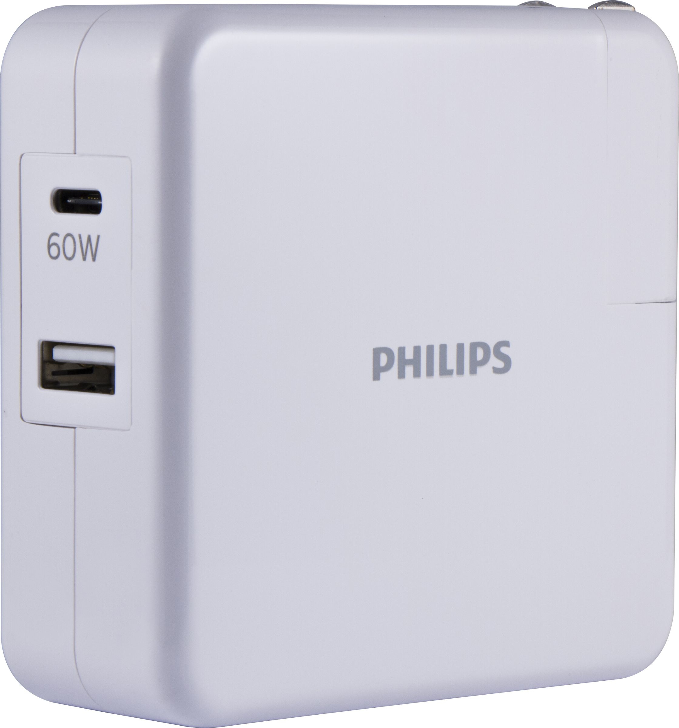 صورة شاحن Philips DLP2607Q/37 داخلي يعمل بتيار متردد، أبيض، 1x USB 2.0، 1x USB Type-C