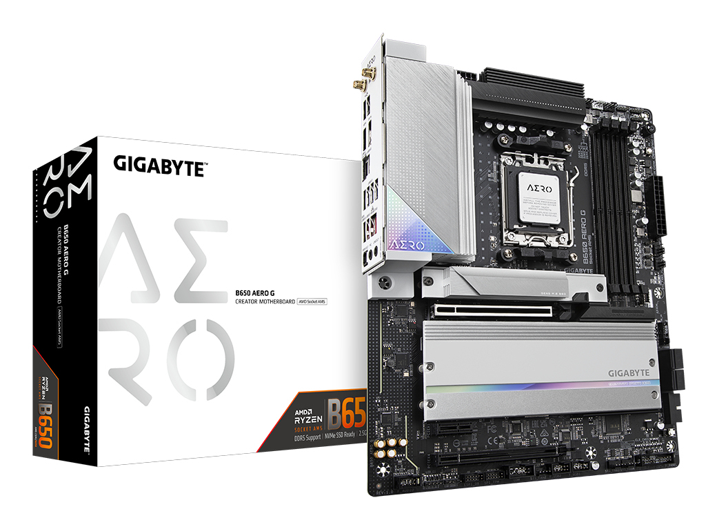 Tarjeta Madre Gigabyte B650 AERO G - Socket AM5 - 4x DDR5 - 4400/6400(OC)8000(OC)MHz - HDMI - DisplayPort - USB 2.0/3.2 - ATX - B650 AERO G