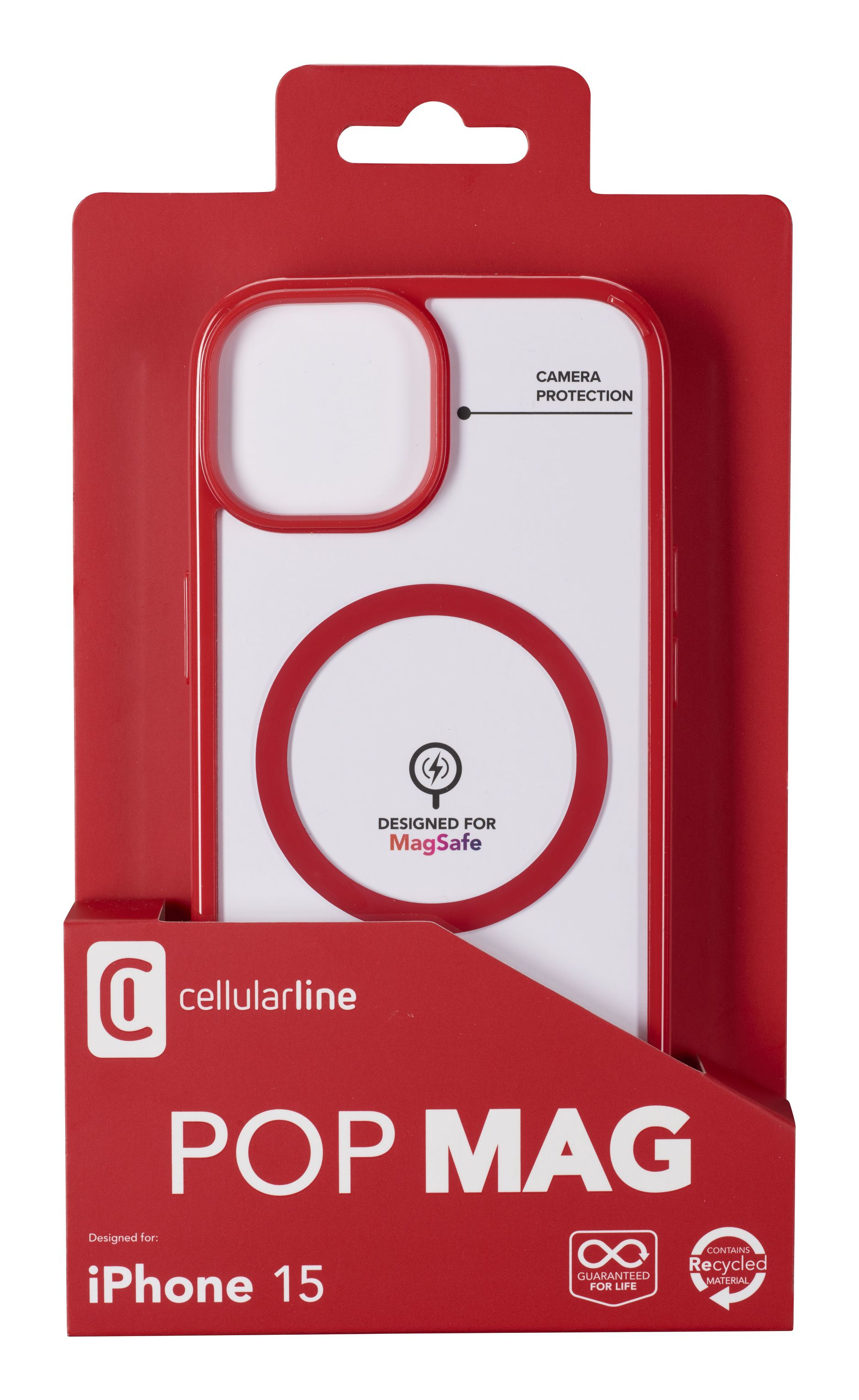 Cellularline Pop Mag - iPhone 15 Transparent case with coloured edges compatible with Magsafe ecosystem – image 2
