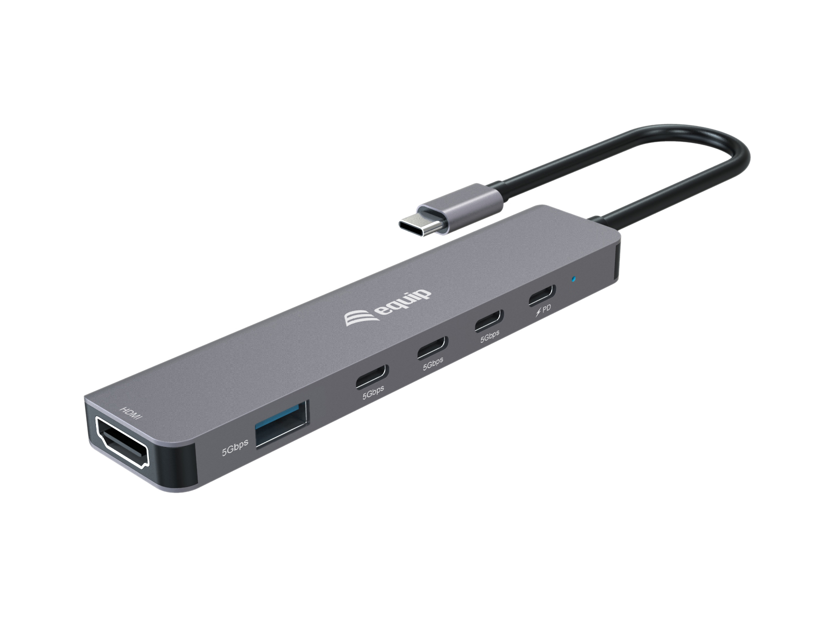 USB-C 6-in-1-Multifunktionsadapter, HDMI 4K/30Hz, USB-C x 4, USB-A x 1, 5 Gbit/s, 100 W USB PD