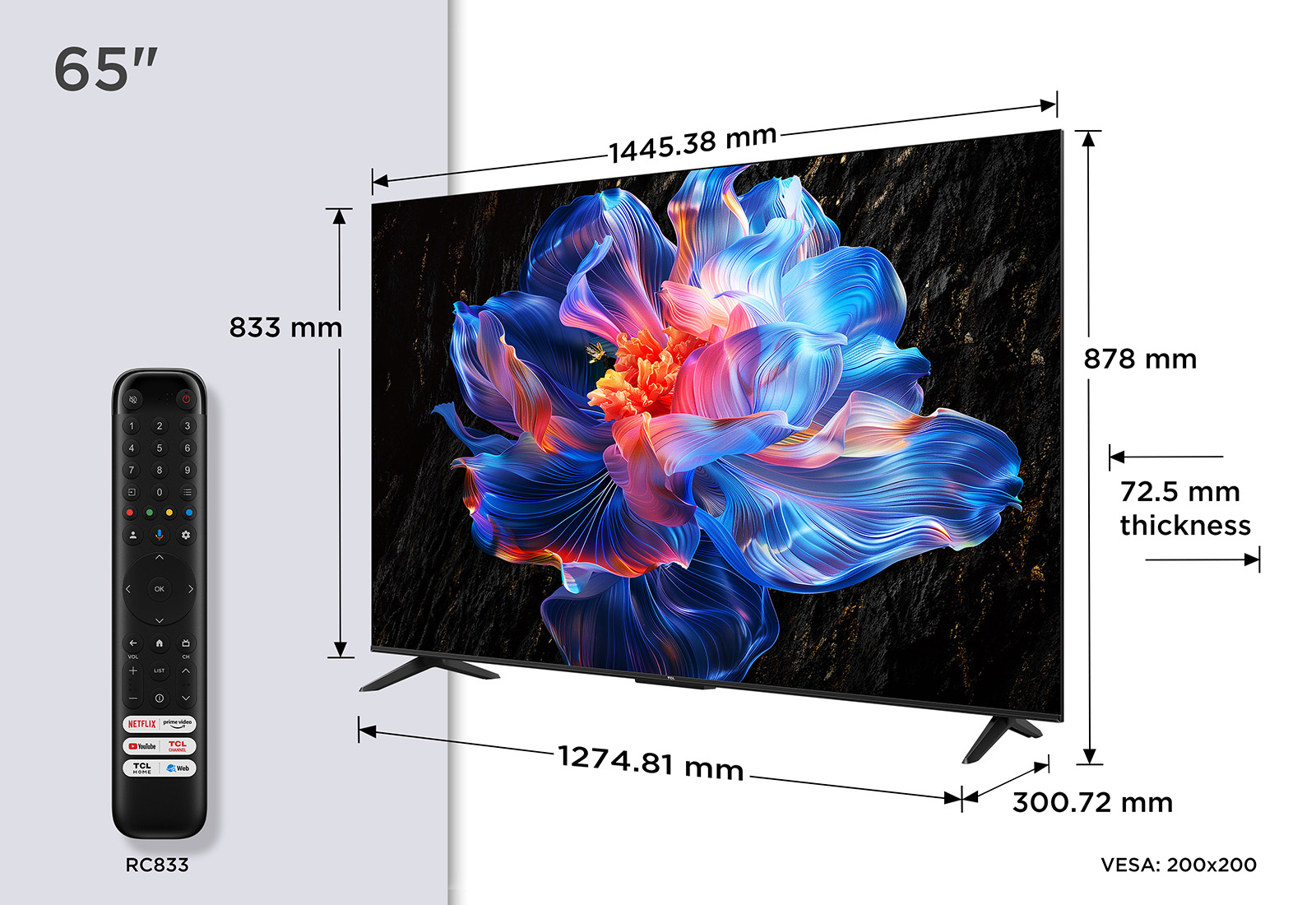 TV TCL LED 65V6C 65 4K UltraHD 60Hz Smart TV Google TV Dolby Vision HDR10 Métal — photo 2