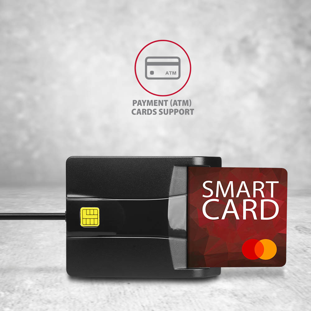 Axagon CRE-SM3 smart card reader Indoor USB USB 2.0 Black – image 3