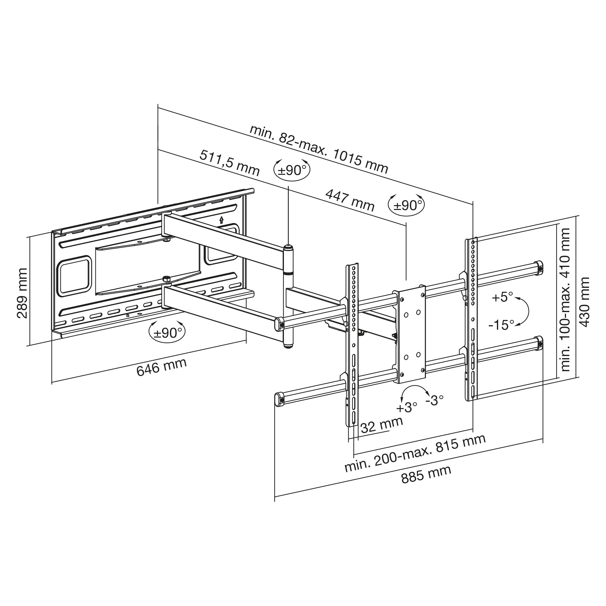 InLine XL-Arm Full-Motion TV Wall Mount, for – image 9