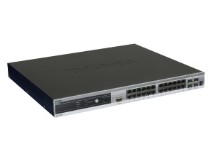 D-Link xStack 24-port Gigabit L2+ Stackable Managed Switch with 4 Combo SFP, 10GE module slots & PoE