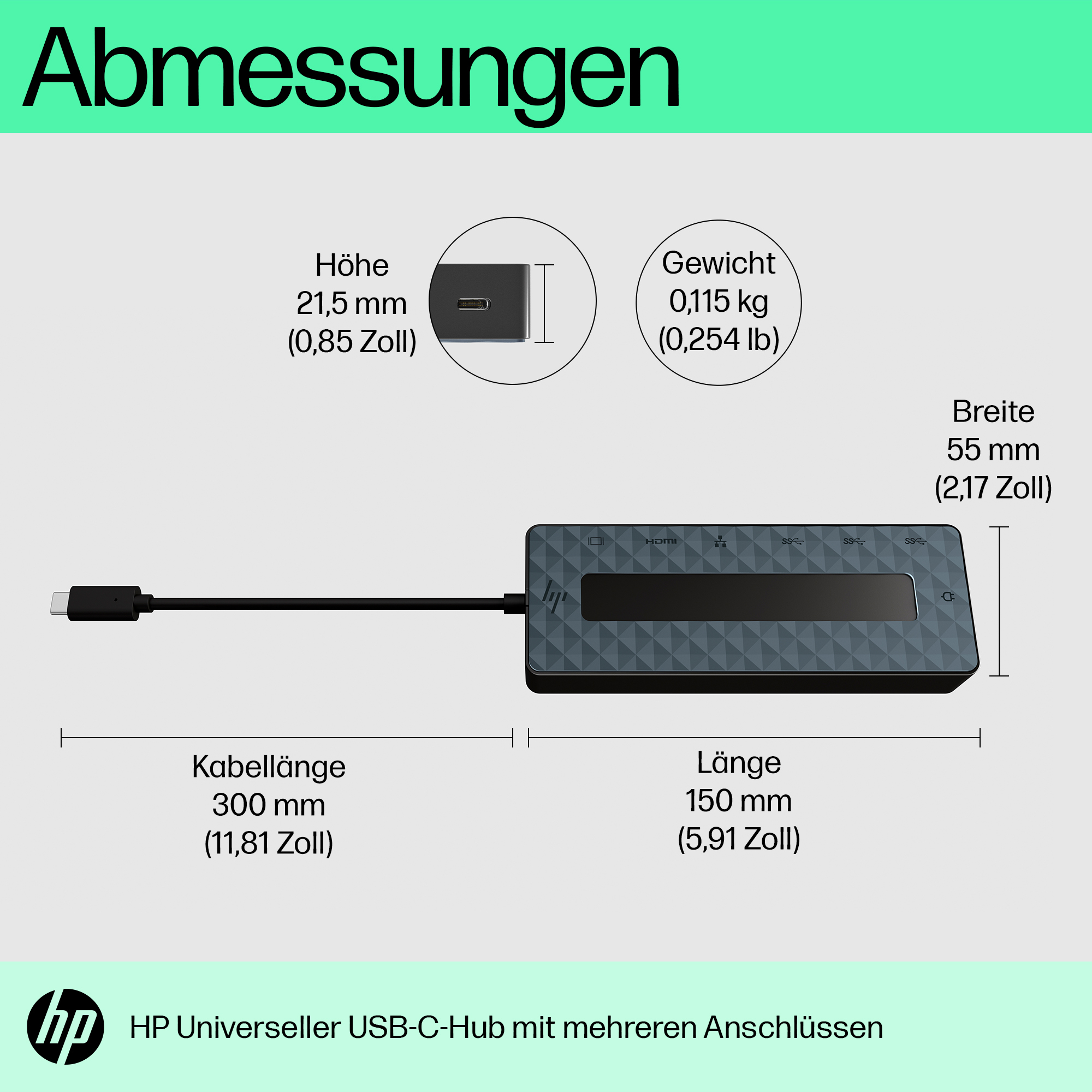 HP Universal USB-C Multiport Hub. Connectivity technology: Docking, Host interface: USB 3.2 Gen 2 (3.1 Gen 2) Type-C. Prod