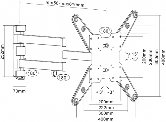Equip 23"-55" Tilt/Swivel TV Wall Mount Bracket – image 2