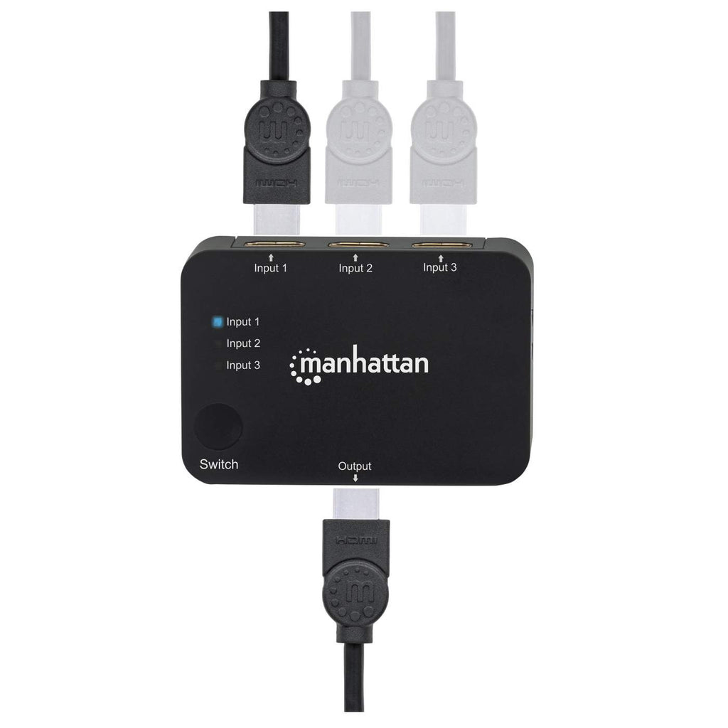 Manhattan HDMI Switch 3-Port , 4K@30Hz, Connects x3 HDMI sources to x1 display, Automatic and Manual Switching (via button), USB-A Powered (cable included, 0.7m – image 8