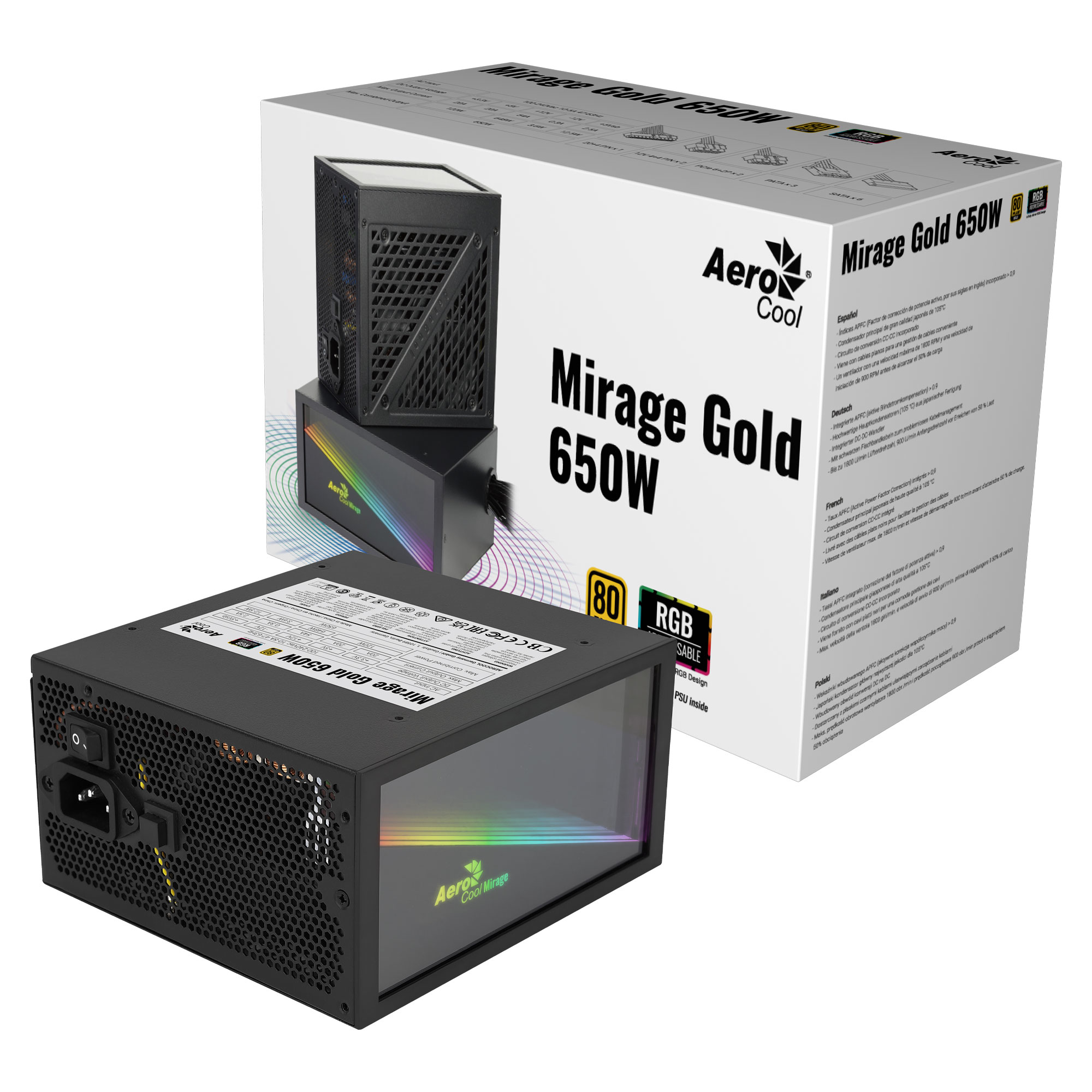Aerocool MIRAGEGOLD650 PC Power Supply – image 5