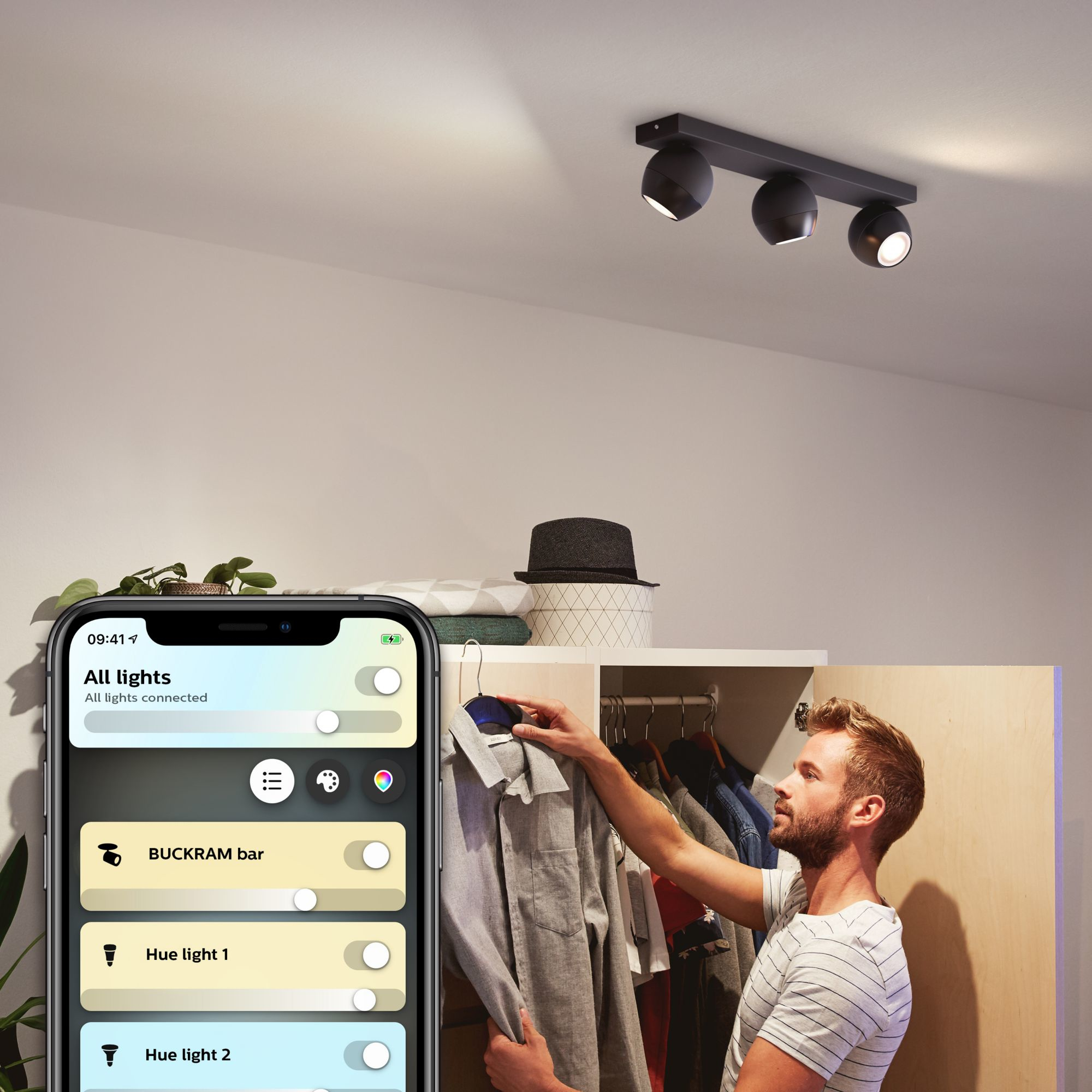Philips by Signify Philips Hue White ambience Buckram triple spotlight – image 6
