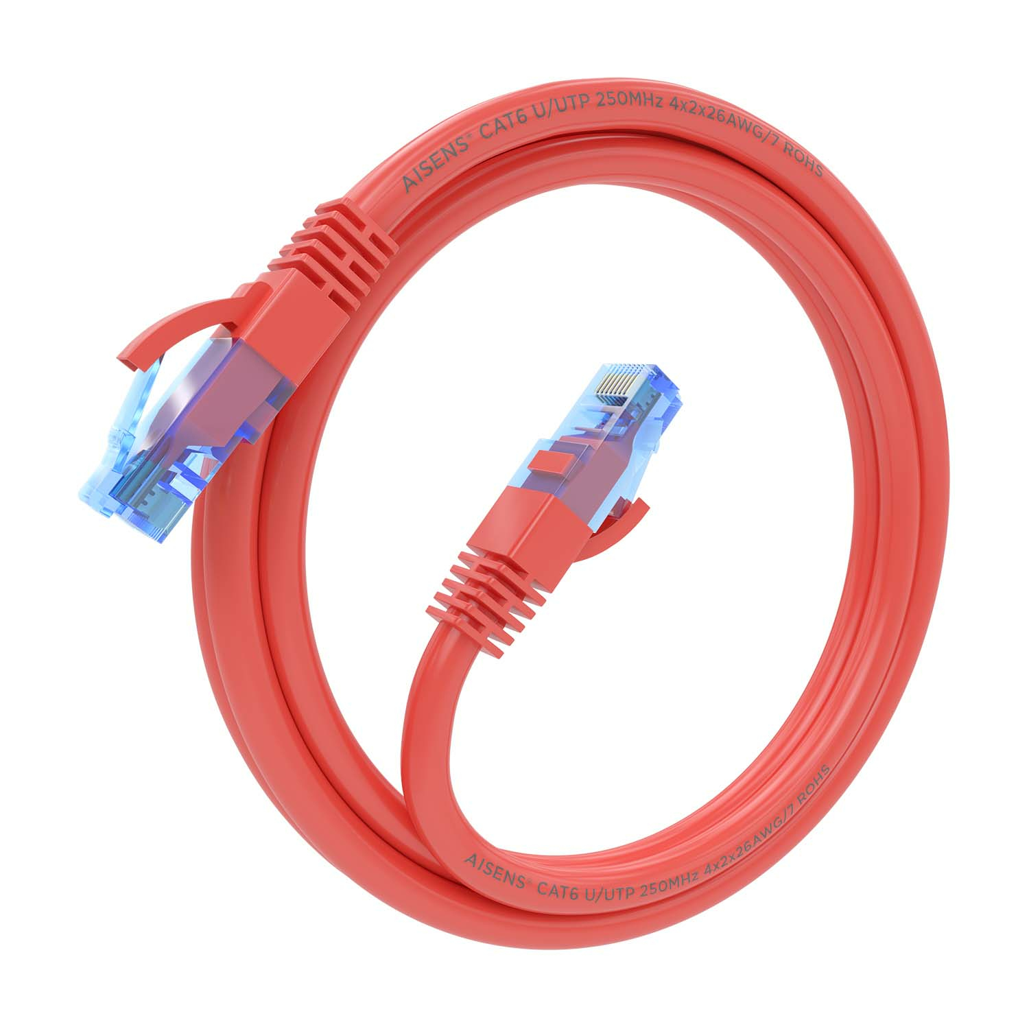 Conector RJ-45 del AISENS Cable De Red Latiguillo RJ45 Cat.6 UTP AWG26 CCA, Rojo, 1.5 m