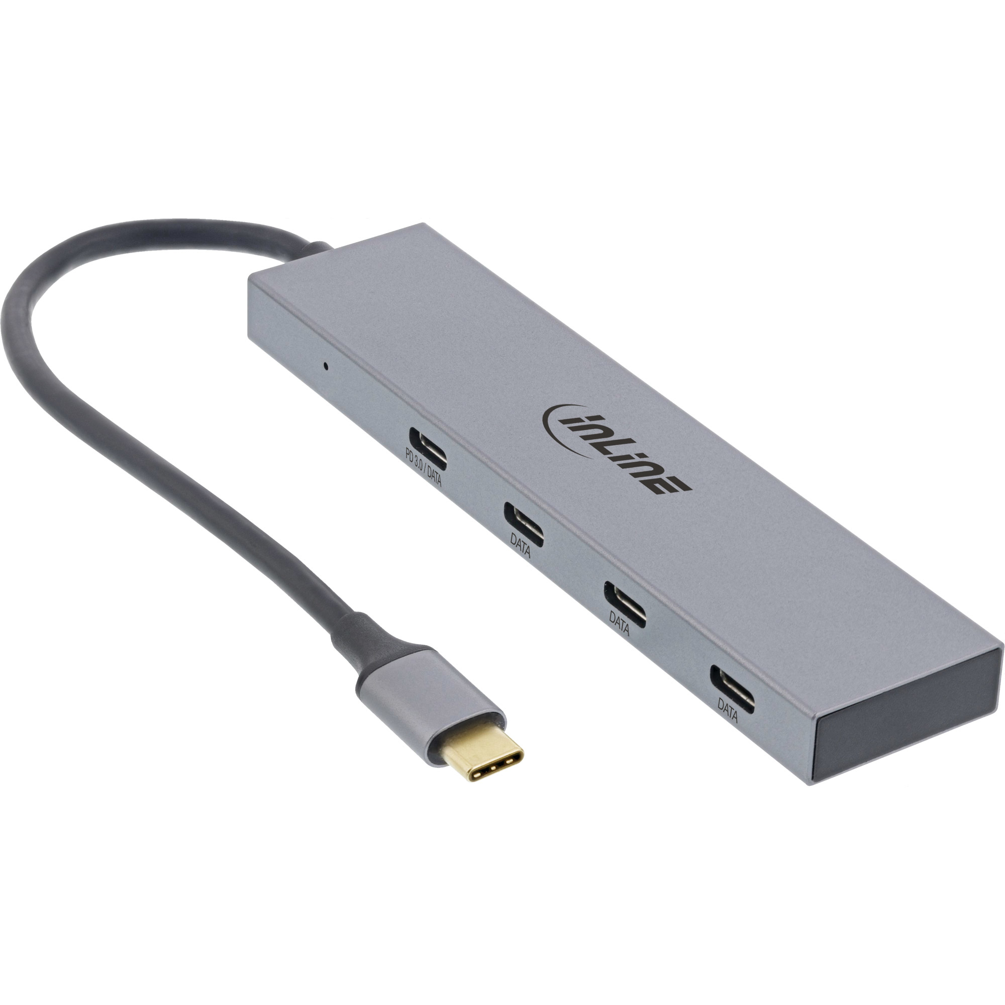 InLine USB 3.2 Gen.2 Hub (10Gb/s), 4 port USB-C, OTG, aluminium housing – image 1