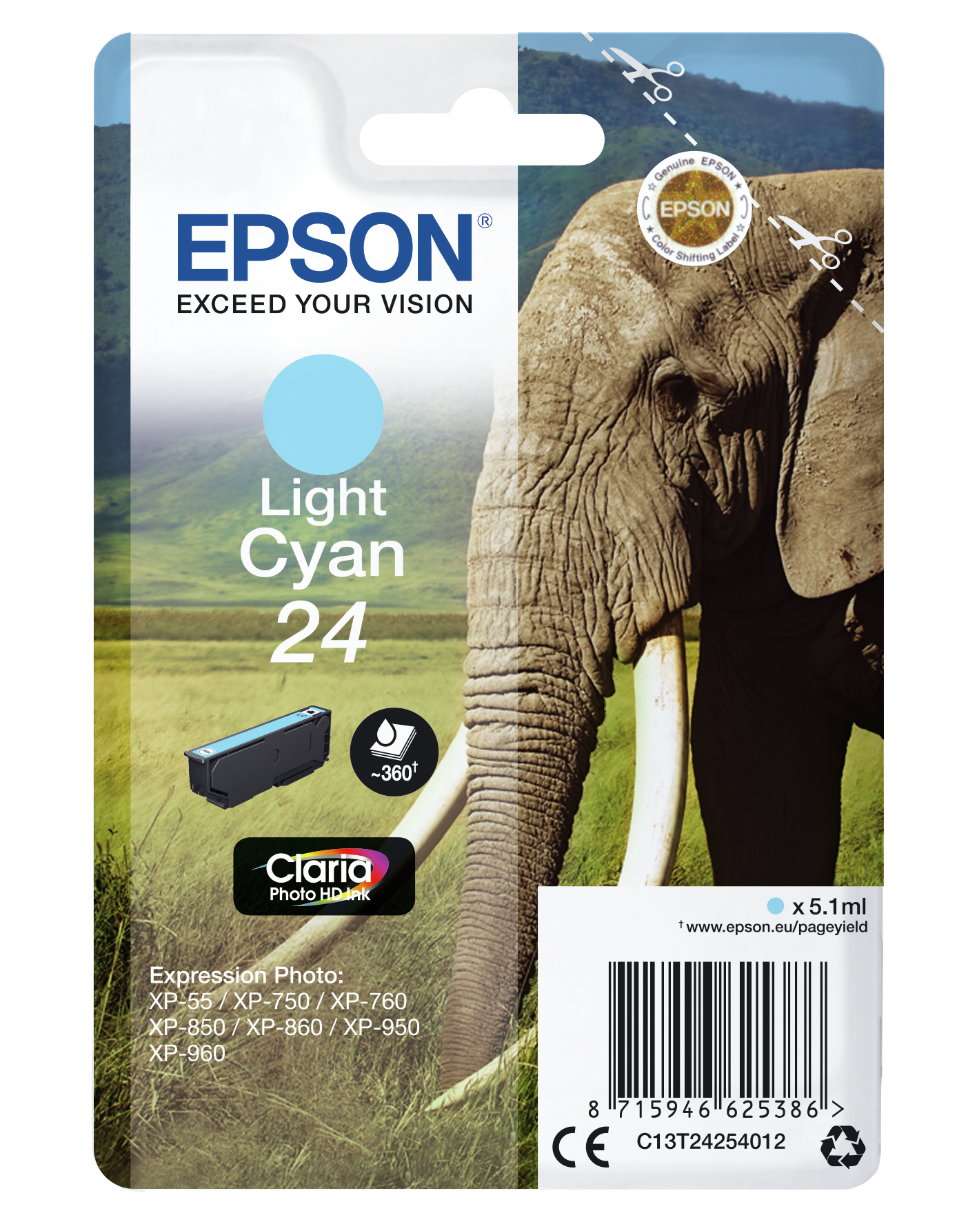 Epson Elephant 24 Claria Photo HD Single Light Cyan Ink – image 9