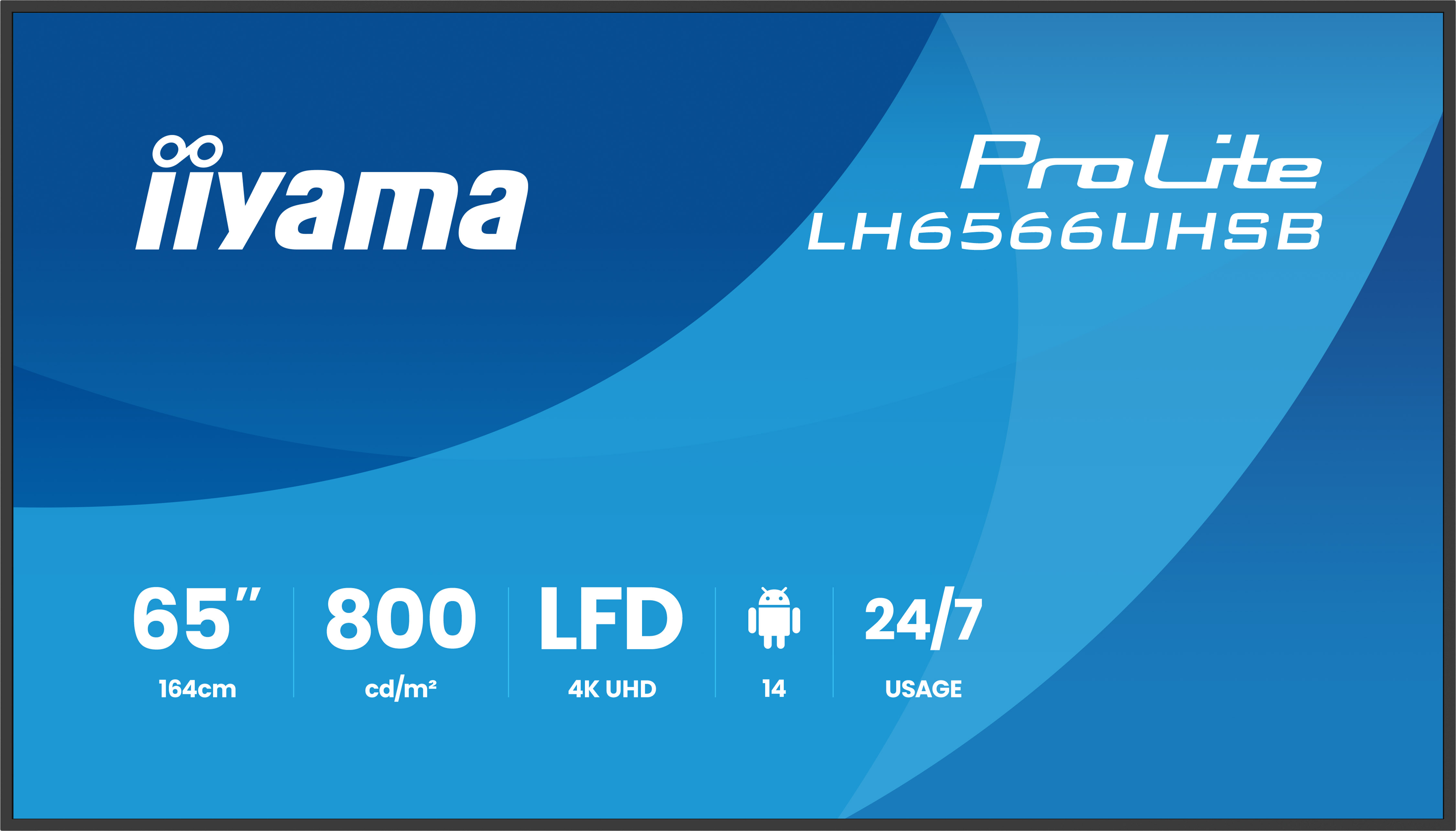 iiyama LH6566UHSB-B1AG Écran d'affichage dynamique Écran plat de signalisation numérique 165,1 cm (65") LCD Wifi 800 cd/m² 4K Ultra HD Noir Intégré dans le processeur Android 24/7