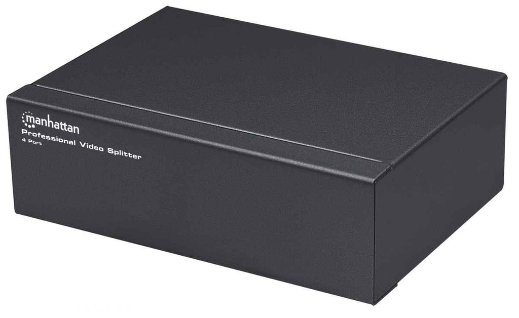 Manhattan Professional Video Splitter, 4-Port, VGA, SVGA, MultiSync (With Euro 2-pin plug), Black, Box