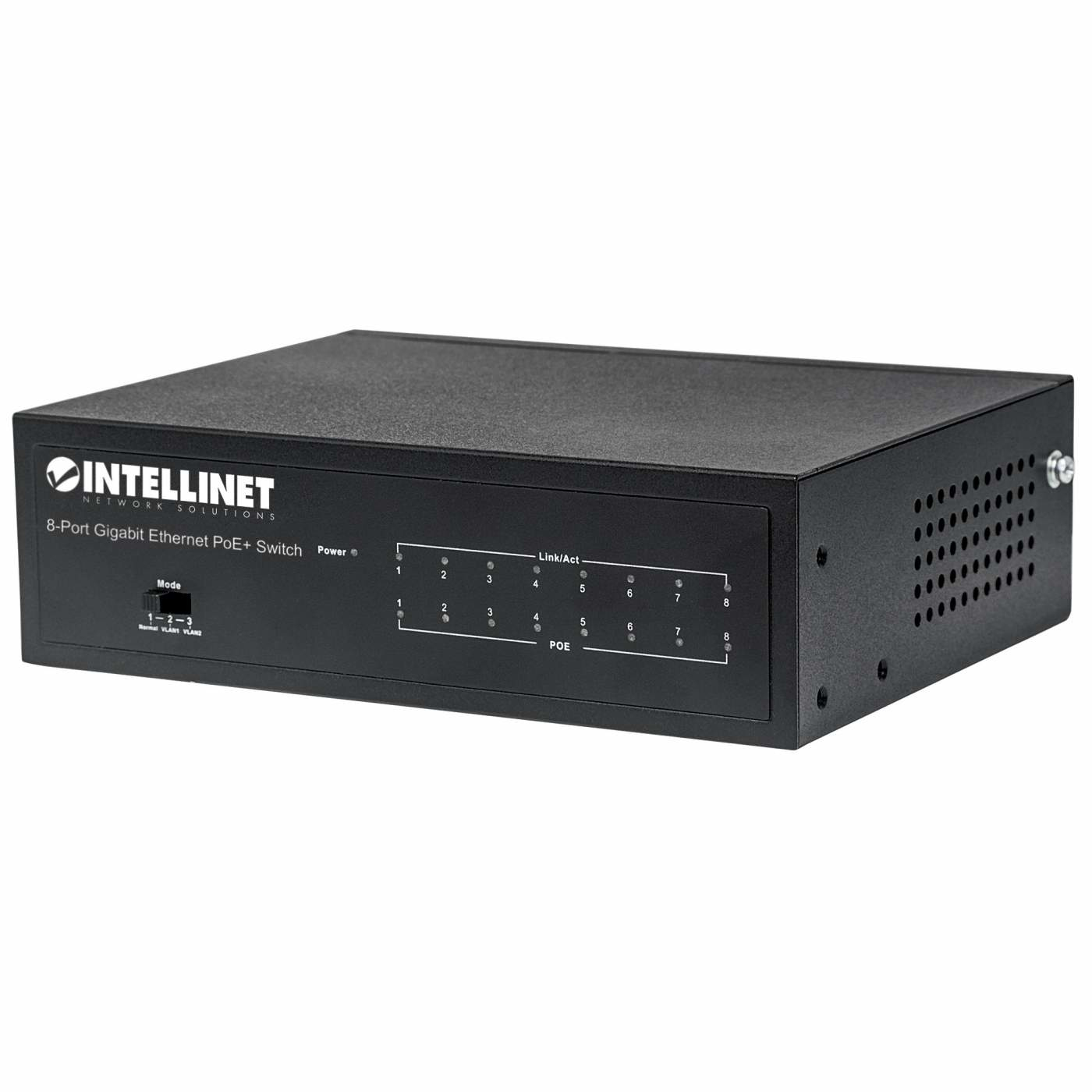 Intellinet 8-Port Gigabit Ethernet PoE+ Switch, IEEE 802.3at/af Power over Ethernet (PoE+/PoE) Compliant