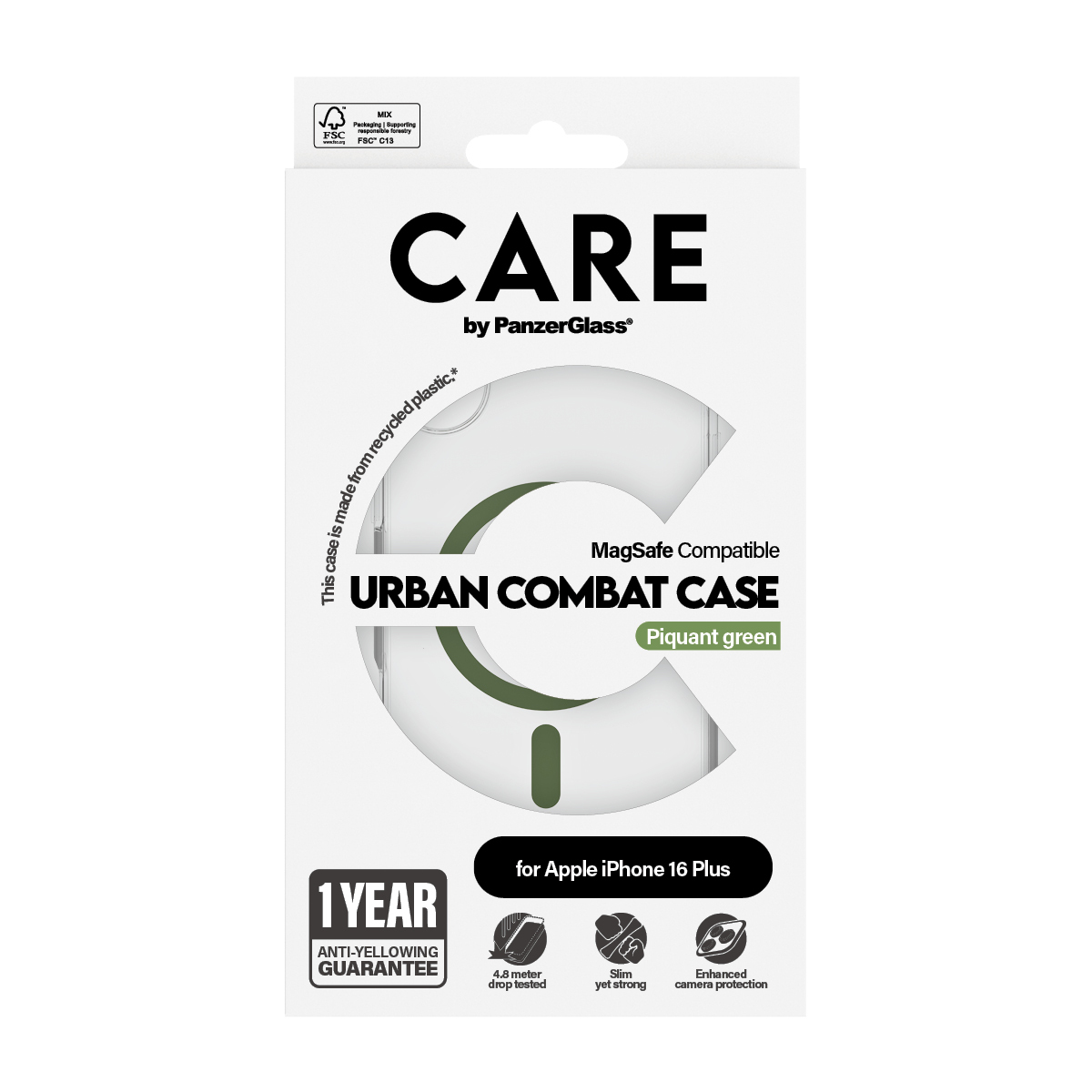 PanzerGlass CARE™ by PanzerGlass® Urban Combat Case Transparent w. Green MagSafe iPhone 16 Plus – image 3