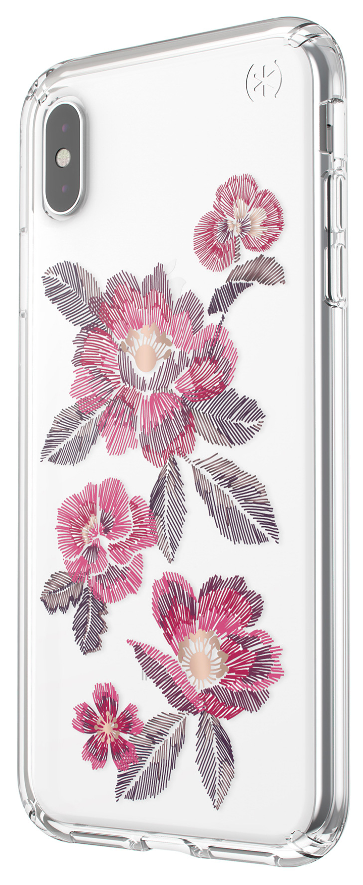Speck Presidio Clear + Print Apple iPhone XS Max Embroideredfloral Fuchsia/Clear – image 3