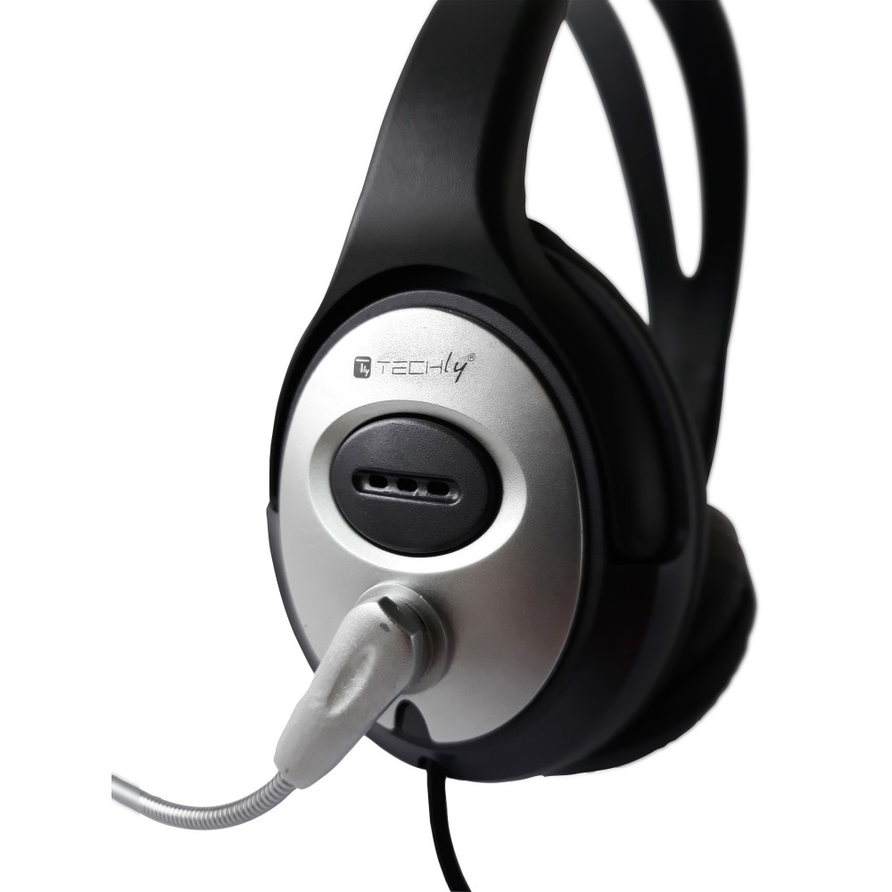 Techly ICC-SH-555TY headphones/headset Wired Head-band Office/Call center Black, Silver – image 7