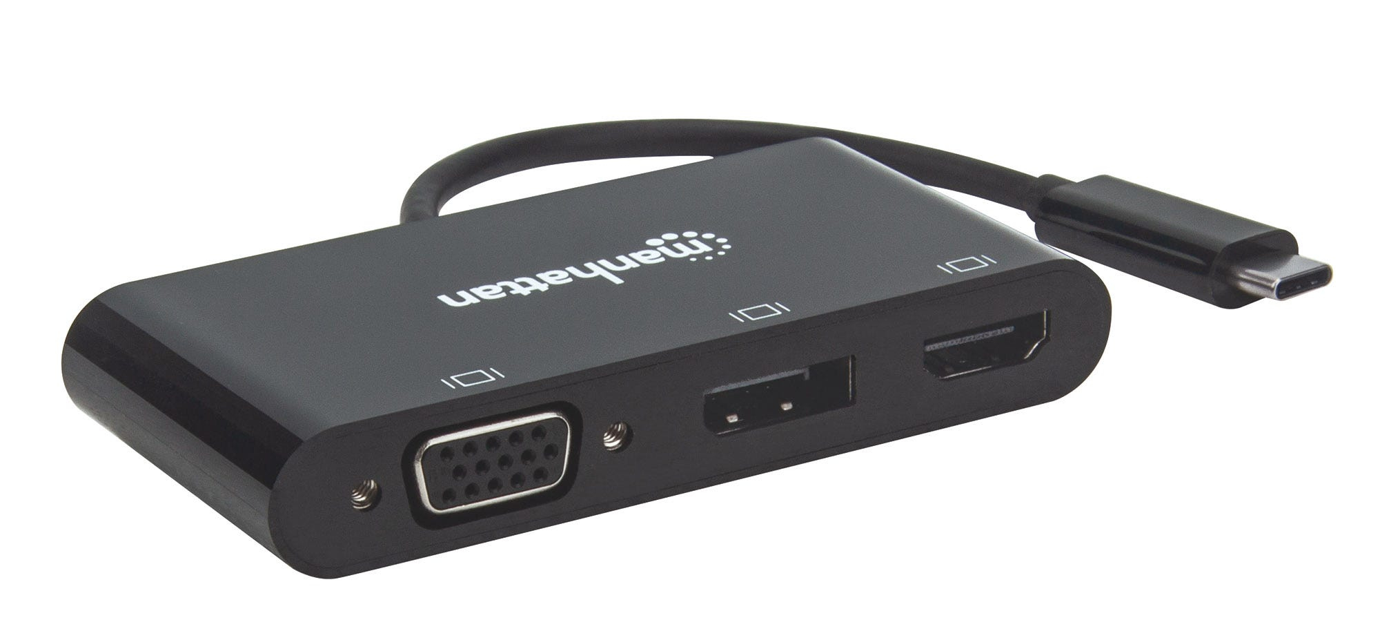 Manhattan USB-C Dock/Hub, Ports (x3): DisplayPort, HDMI and VGA, With MST, All Ports can be used at the same time, Cable – image 2