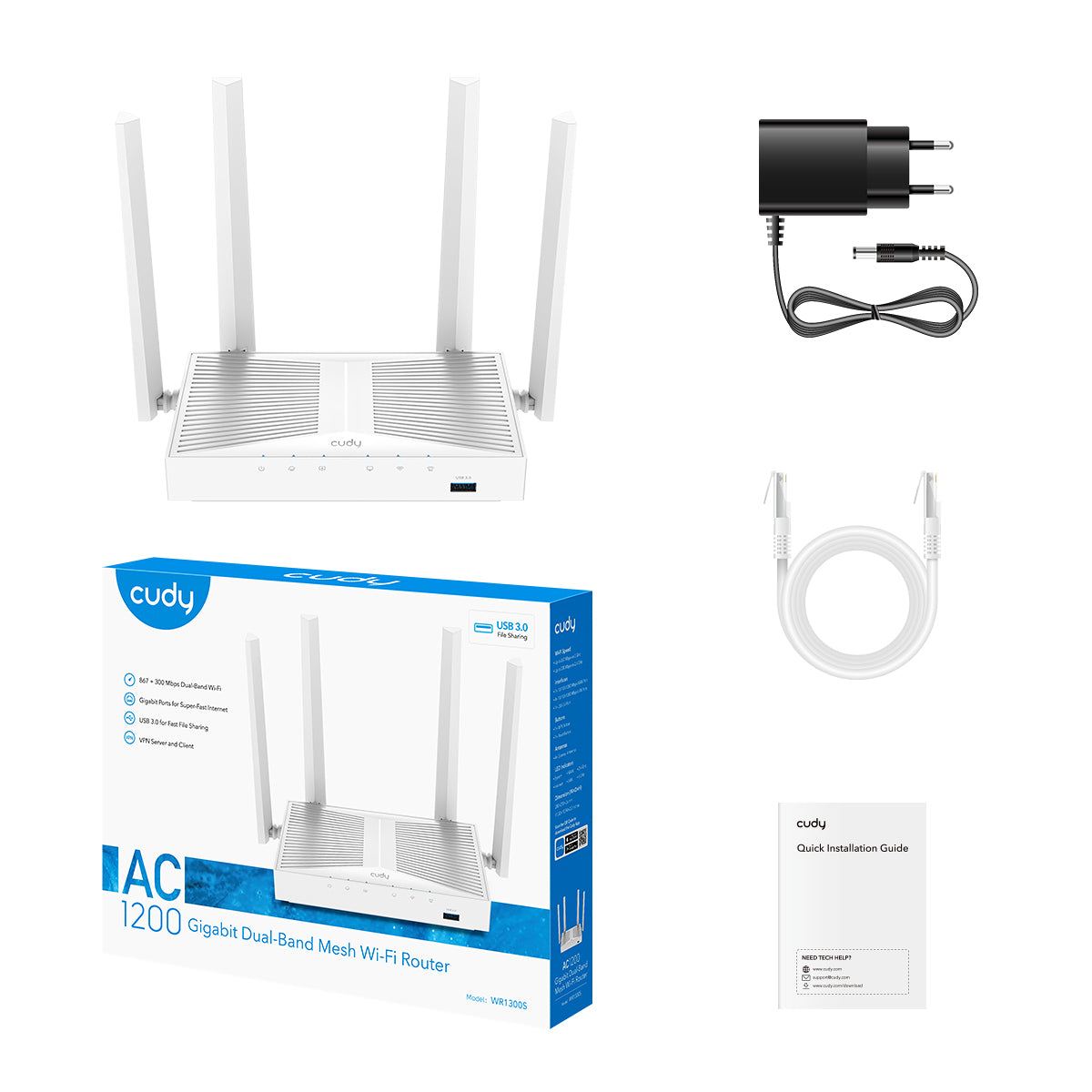 Cudy WR1300S wireless router Gigabit Ethernet Dual-band (2.4 GHz – image 3