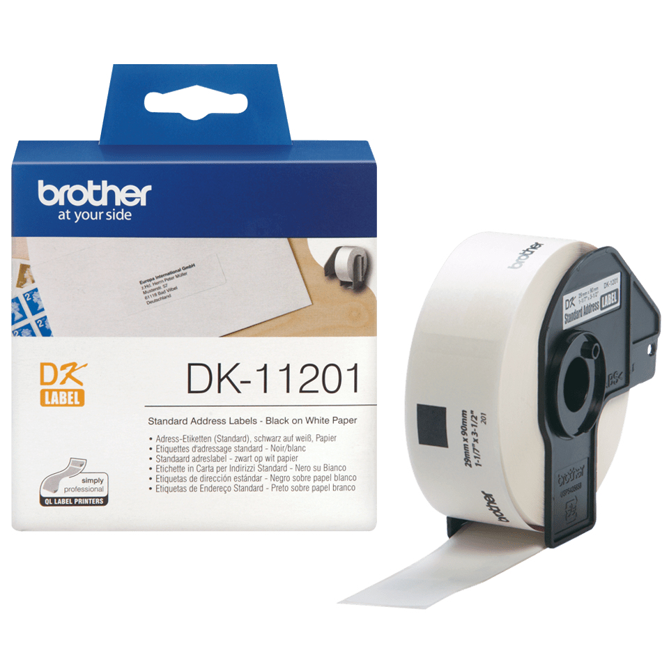 Brother DK-11201 etikettien kirjoitusnauha Musta valkoisella
