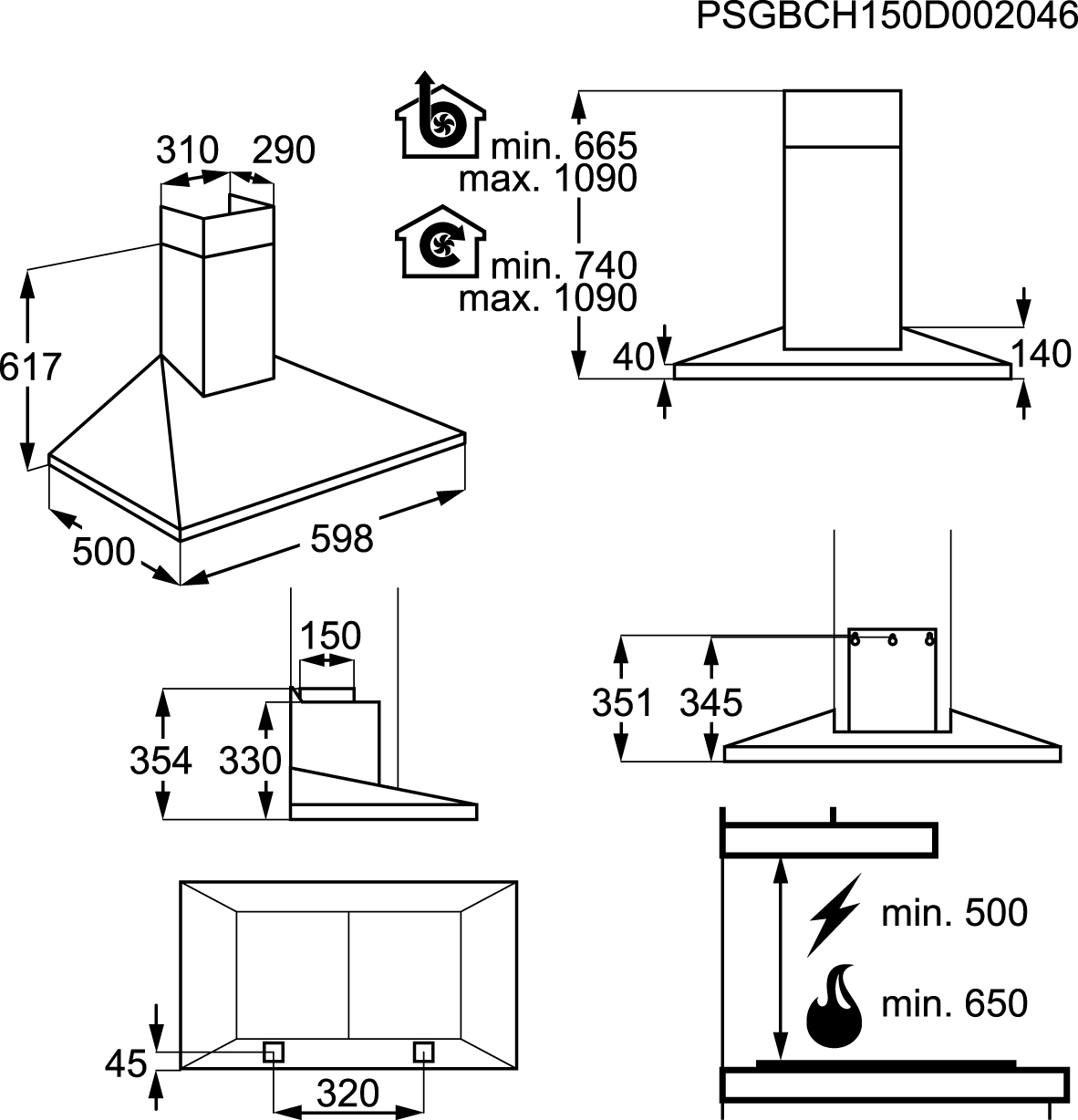 AEG X66163MK1 Wall-mounted Stainless steel 603 m³/h – image 2