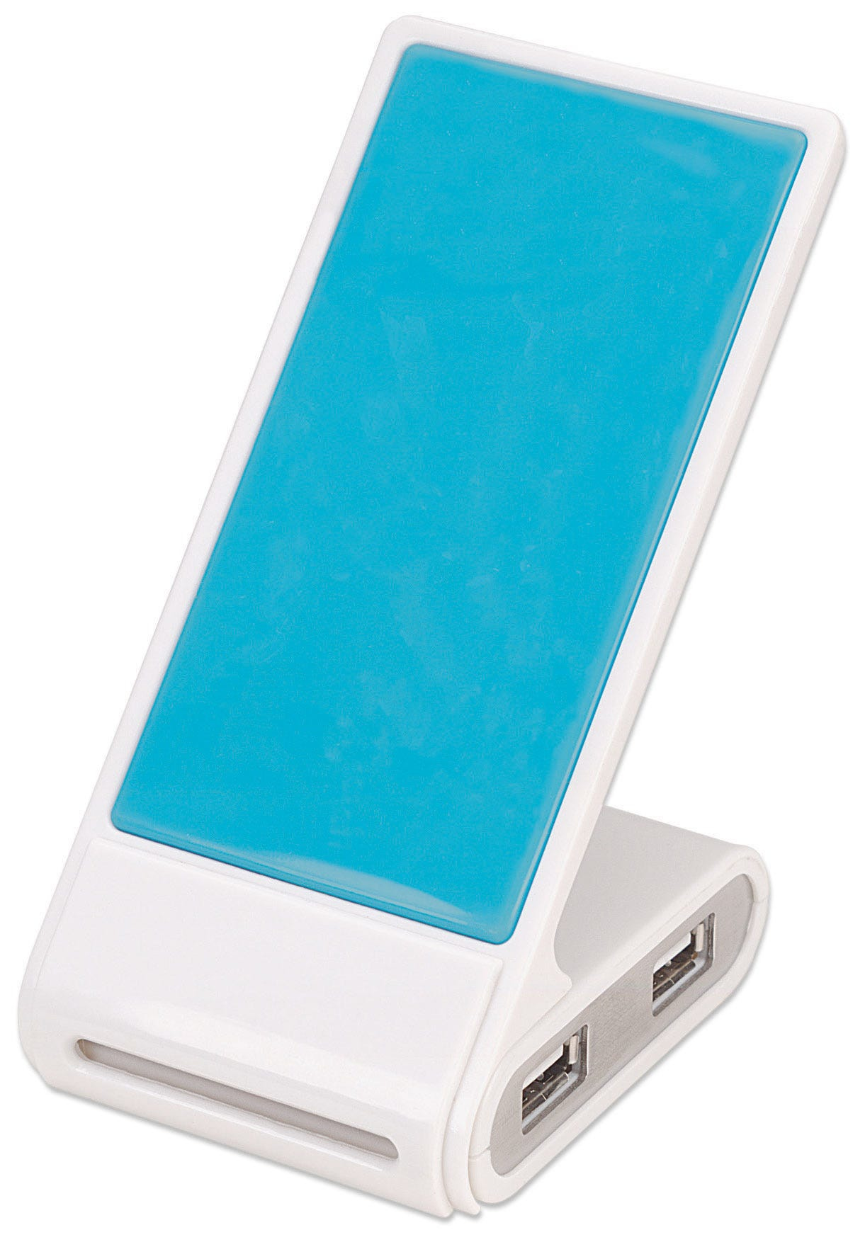 Manhattan Phone Stand with USB 4-Port Hub, 4x USB-A Ports, 480 Mbps (USB 2.0), Bus Power, Non Slip, White/Blue