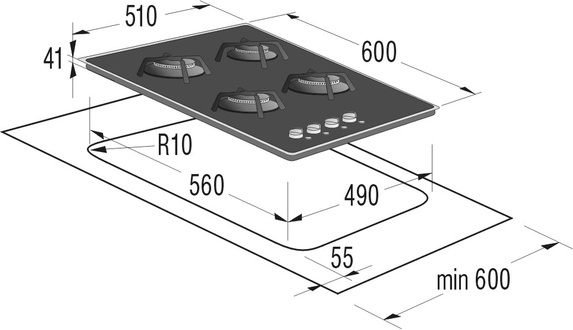 Gorenje GT640AB hob Black Built-in Gas 4 zone(s) – image 2
