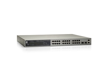 LevelOne 24 FE PoE + 2 GE Combo SFP L2 Managed Switch, 380W