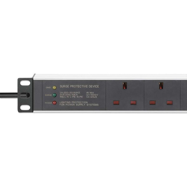 Intellinet 19" 1U PDU 7-way UK, Surge Protection, Rackmount, Power Distribution Unit, UK 3-pin outlets, 3m power cord, output – image 5