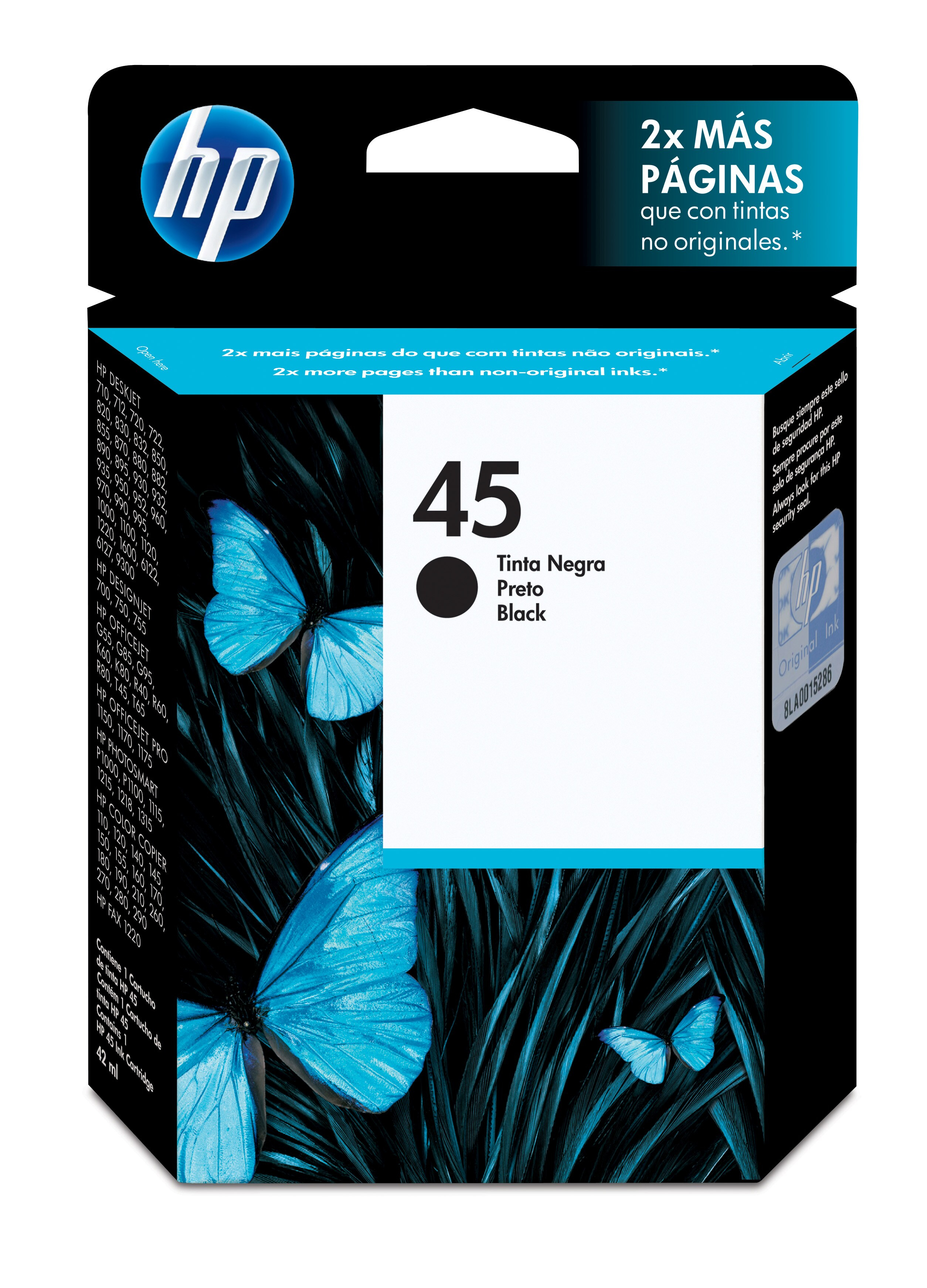 Cartucho De Tinta Hp 45 Negra Original (51645Al) - 51645AL