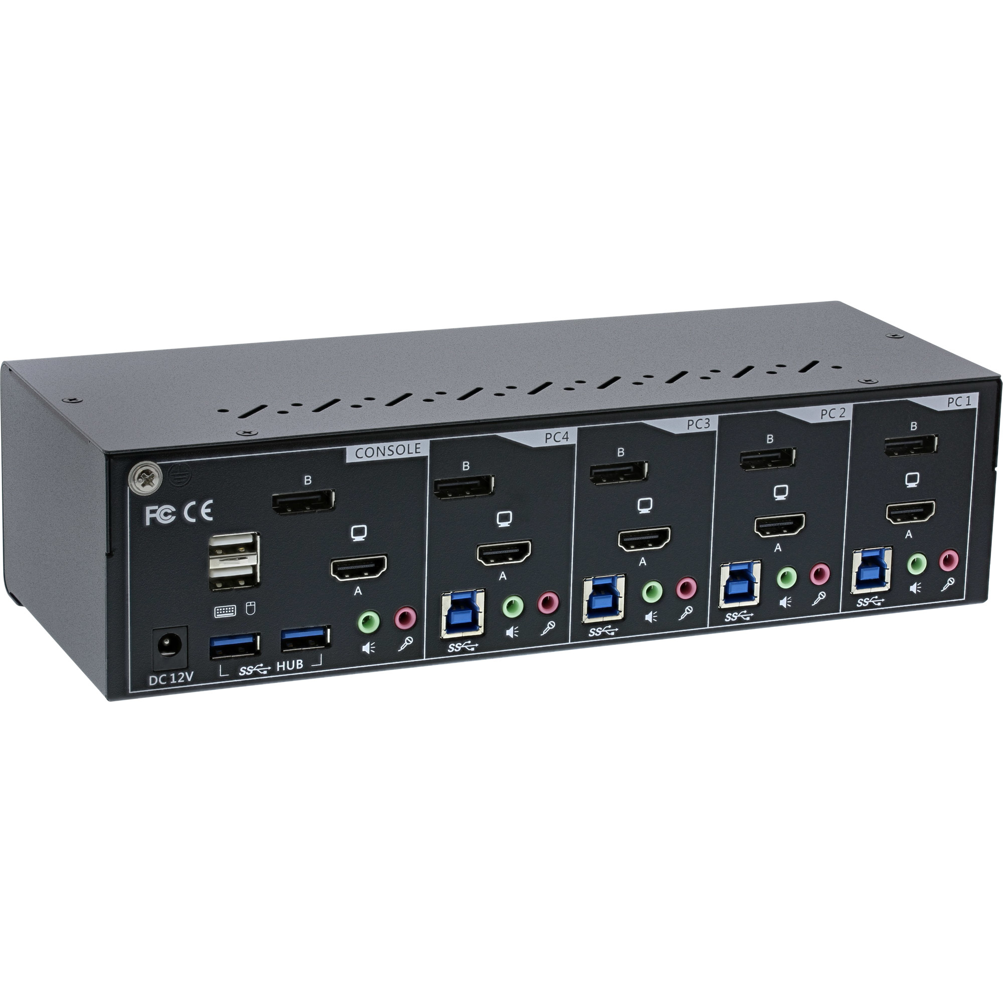 InLine KVM Desktop Switch, 4-port, Dual Monitor, DP+HDMI, 4K, USB 3.0, Audio – image 2
