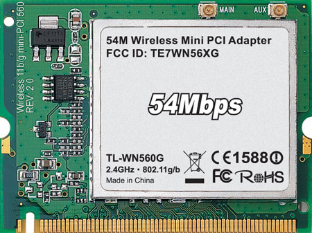 TP-Link 54Mbps eXtended Range™ Wireless Mini PCI Adapter