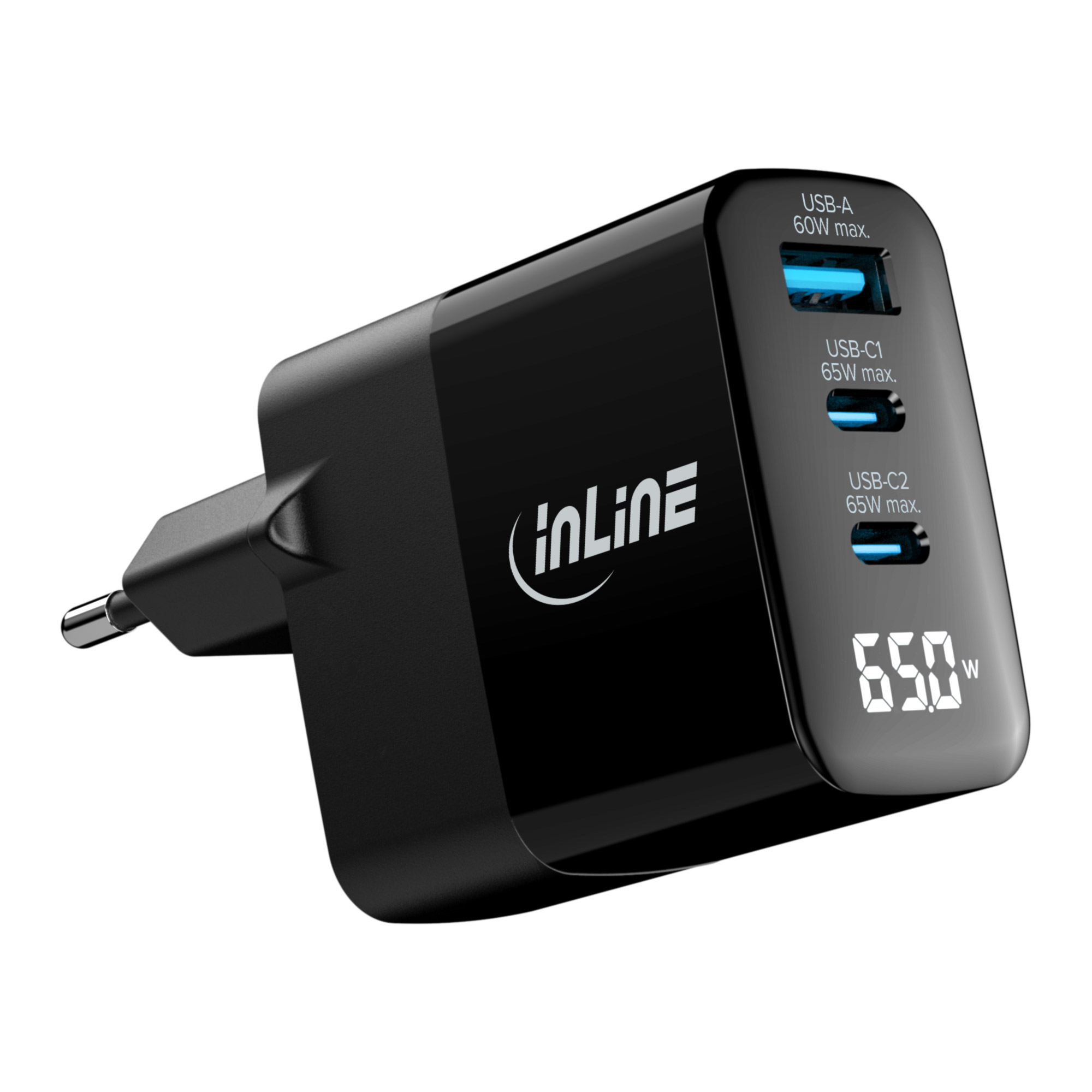 InLine USB PD power supply, GaN charger, 3-port, USB-C + USB-A – image 3