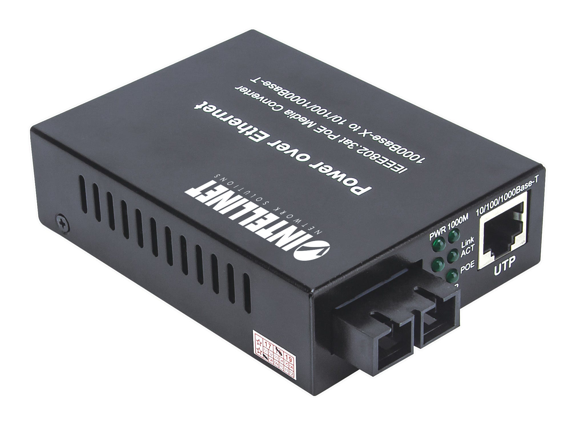 Intellinet Gigabit PoE+ Media Converter, 1000Base-T RJ45 Port to 1000Base-LX (SC) Single-Mode, 20 km (12.4 mi.), PoE+ Injector – image 4