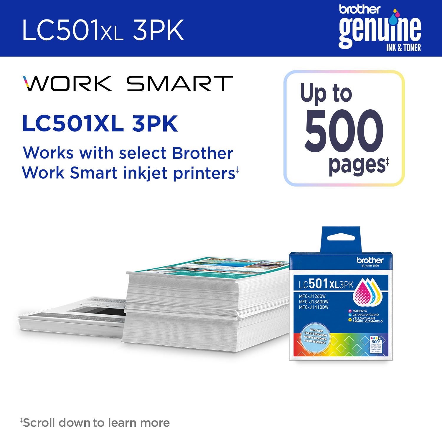 Brother LC501XL3PKS ink cartridge 3 pc(s) Original High (XL) Yield Cyan, Magenta, Yellow – image 2
