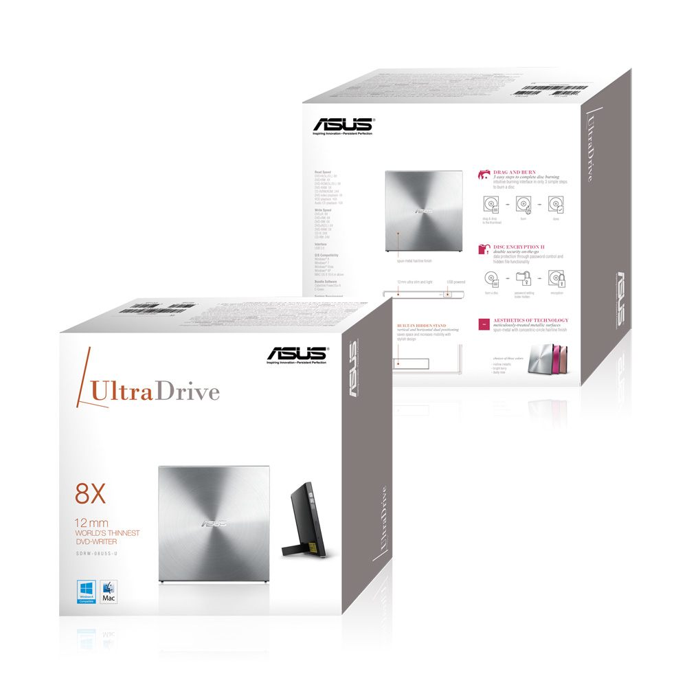 ASUS SDRW-08U5S-U optical disc drive DVD Super Multi DL Metallic – image 2