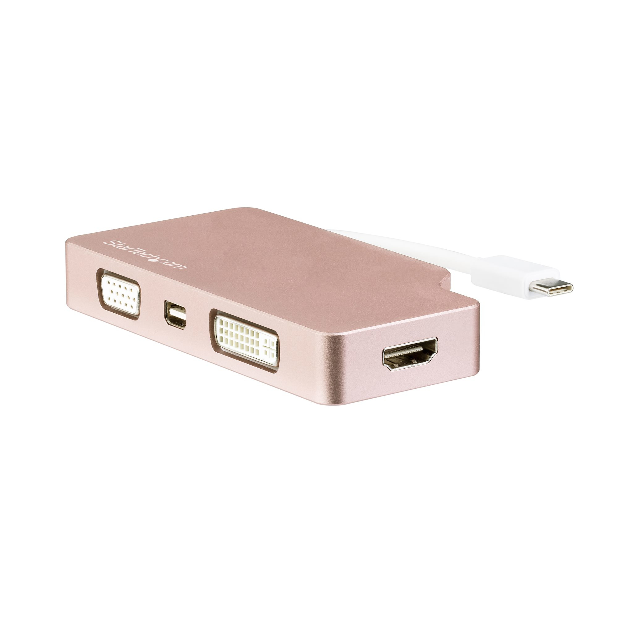 StarTech.com 4-i-1 USB-C-videoadapter med flera portar - aluminium - 4K 30Hz - rosa guld