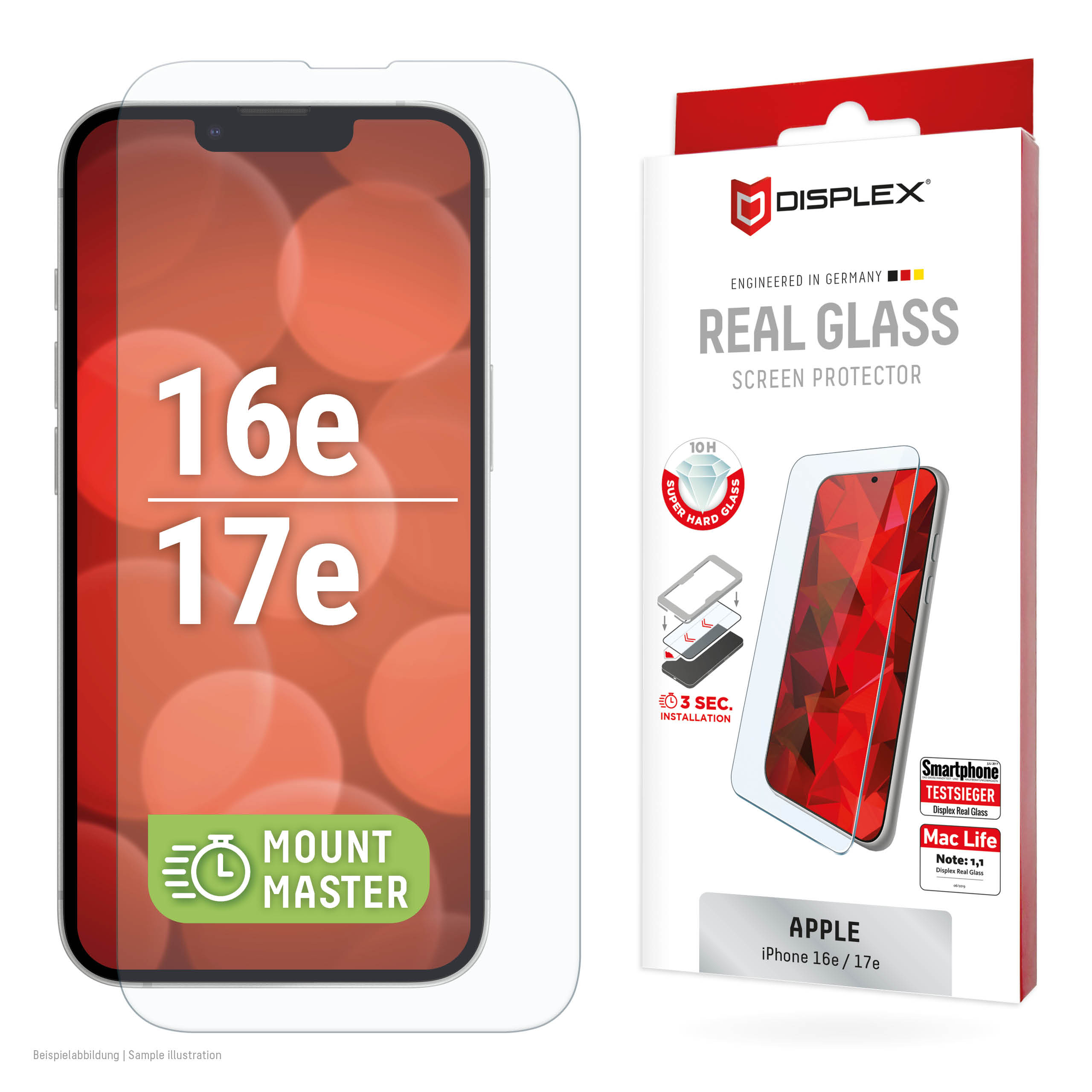 Displex Screen Protector (10H) for Apple iPhone 16e/17e, scratch resistant