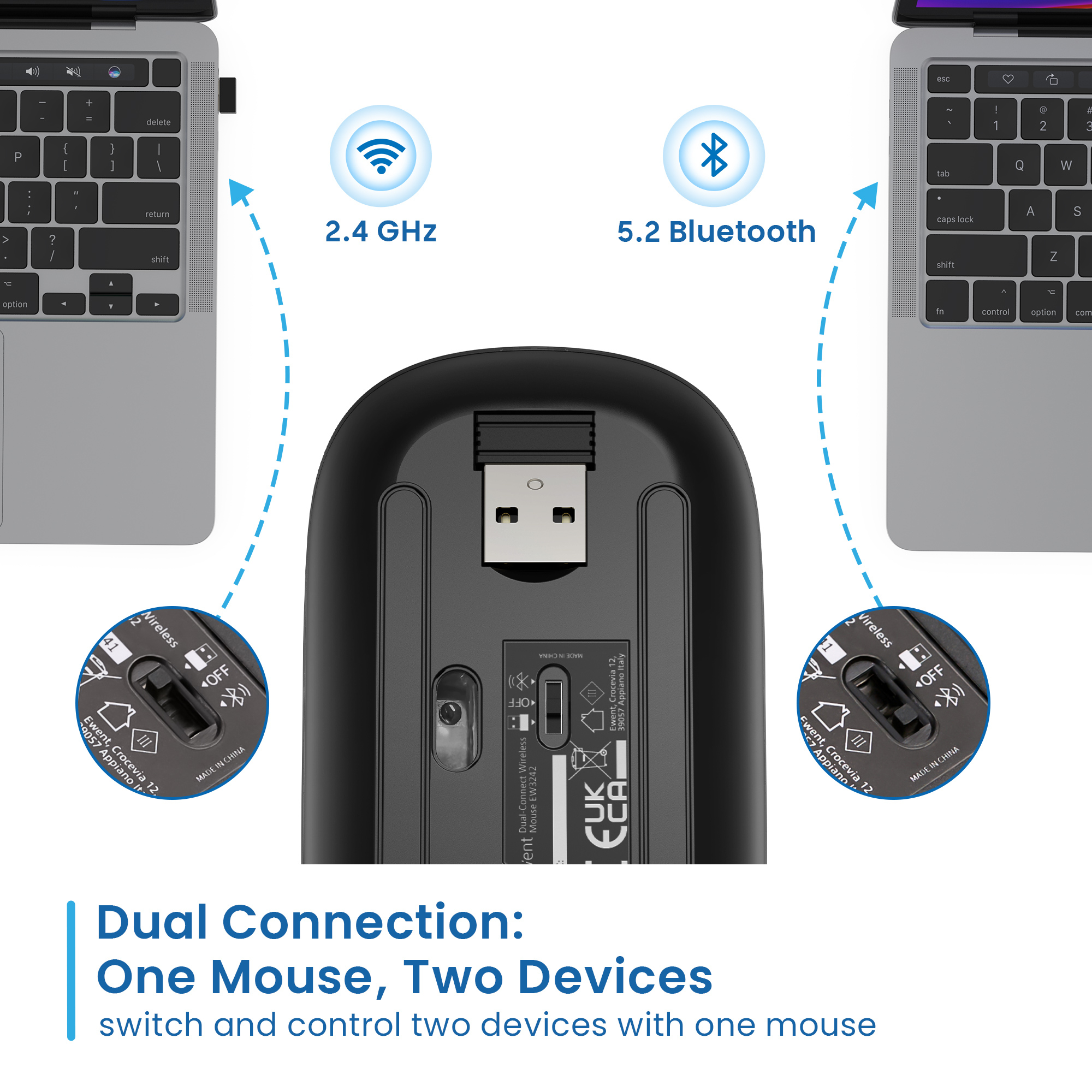 Ewent EW3242 mouse Universal Ambidextrous RF Wireless + Bluetooth Optical 1600 DPI – image 2