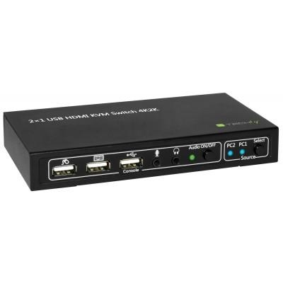 Techly KVM Switch USB, HDMI, 4K, 2 Wege