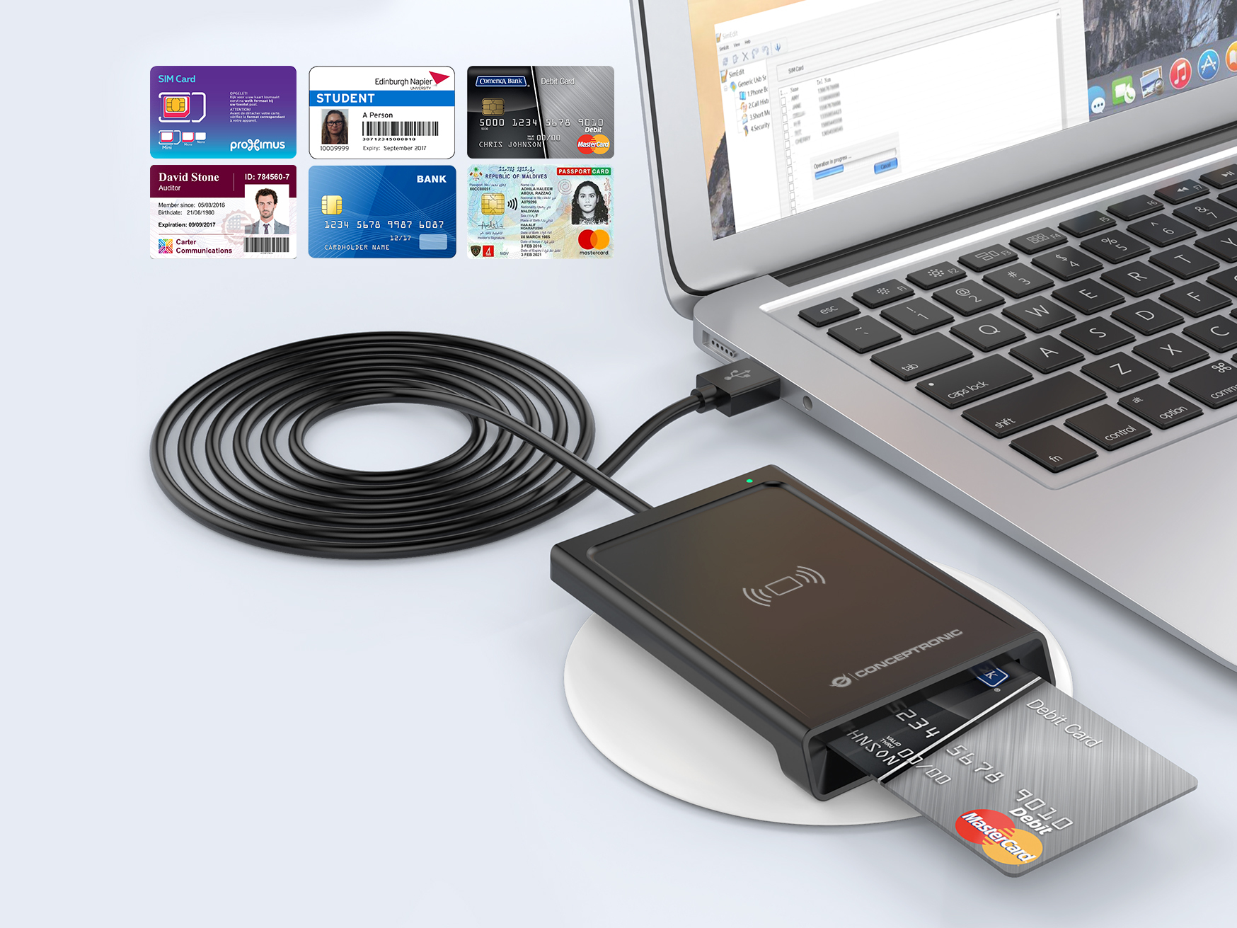 CONCEPTRONIC Dual-Interf. Smart-ID Kartenleser USB-A schwarz Reader