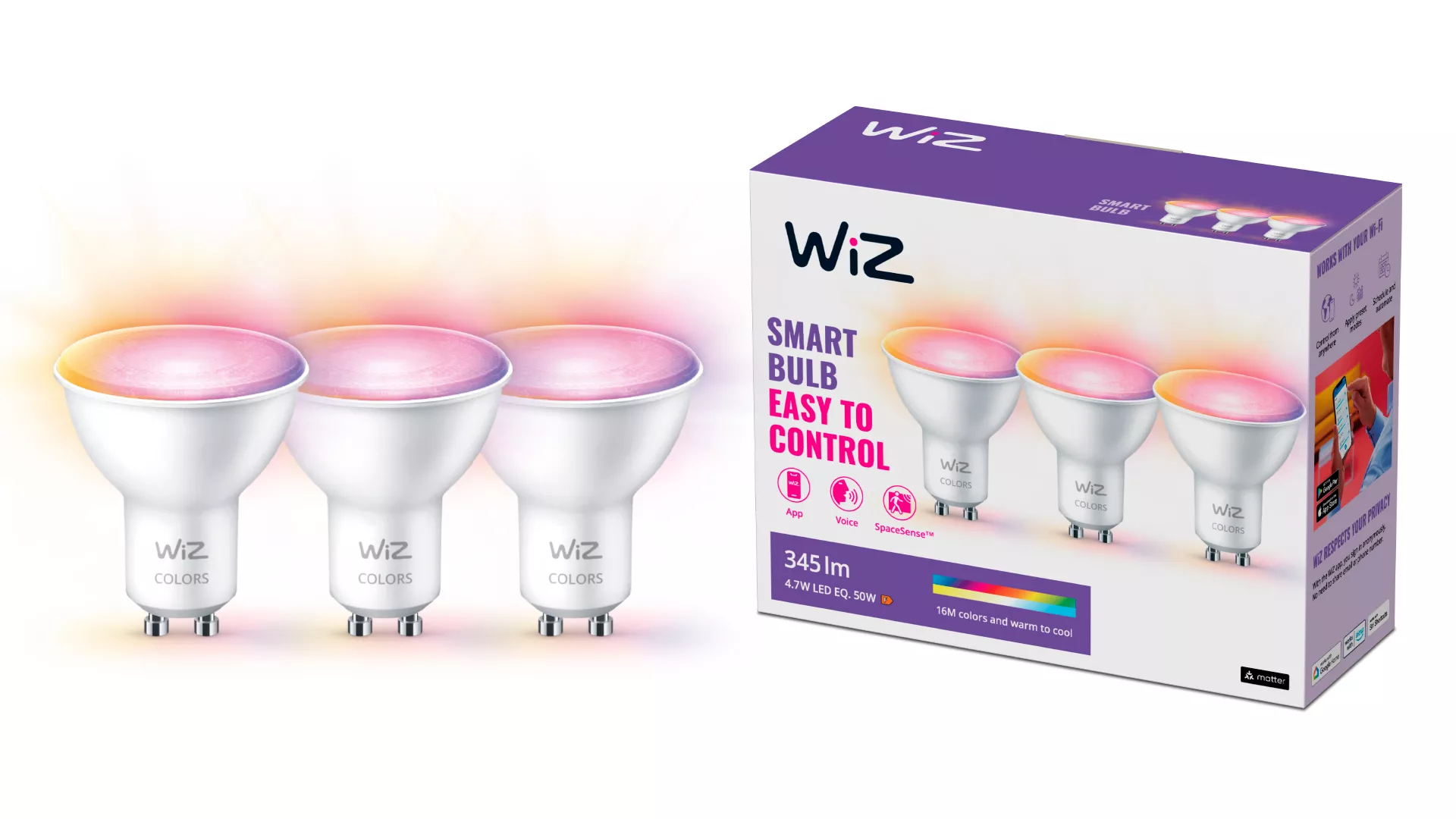 WiZ Spot 50 W PAR16 GU10 x3 – image 2